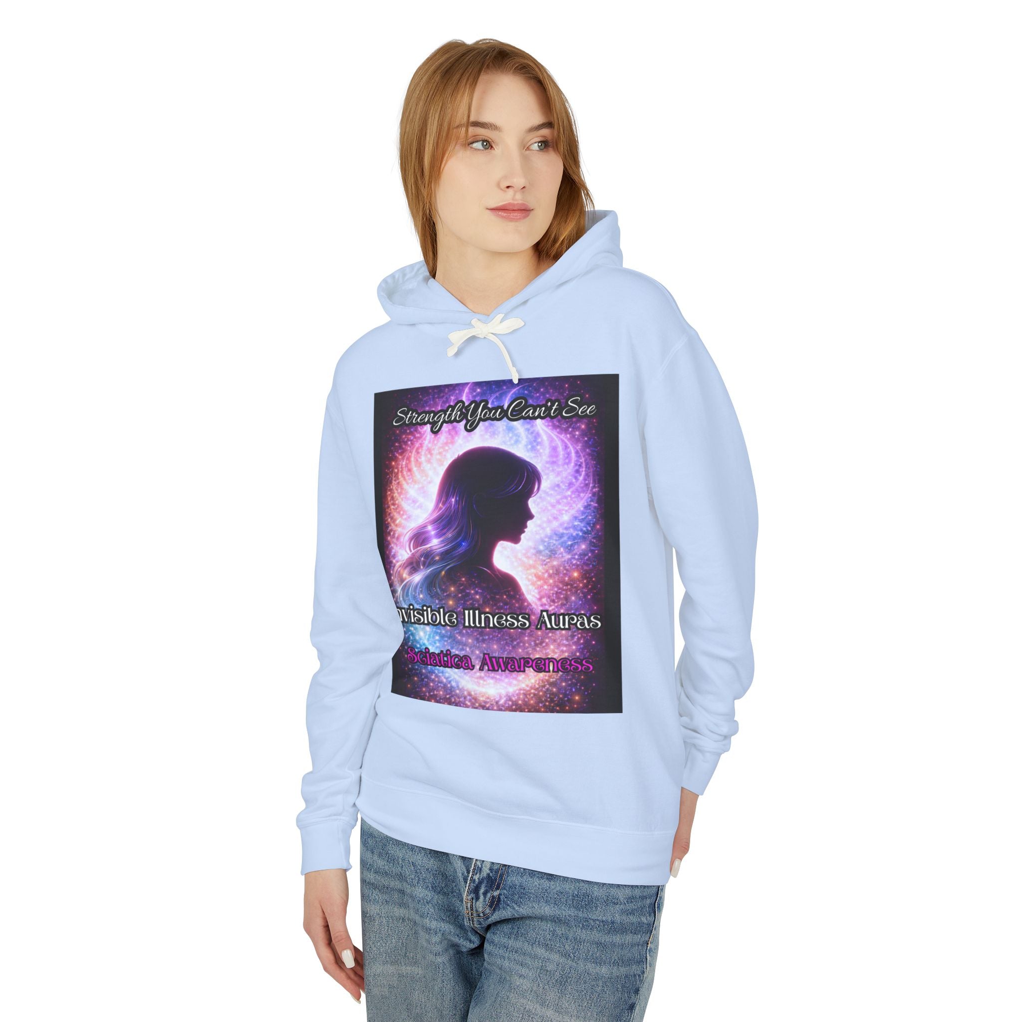Sciatica awareness Aura Spiritual Angel Wings Hoodie — "Strength You Can't See" Inspirational Awareness Sweatshirt