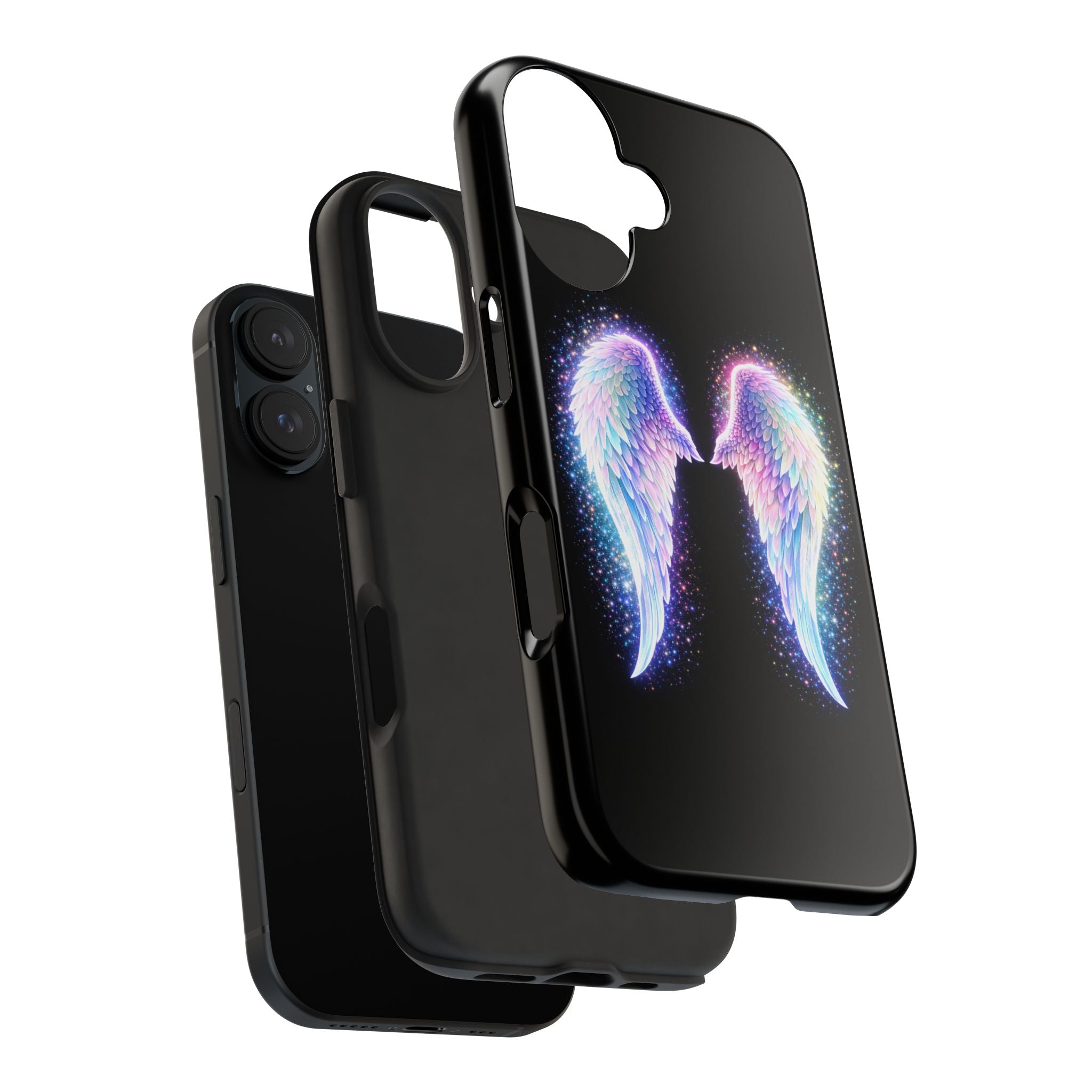 Angel Wings Tough Phone Case — Iridescent Sparkle Opal Guardian Protection