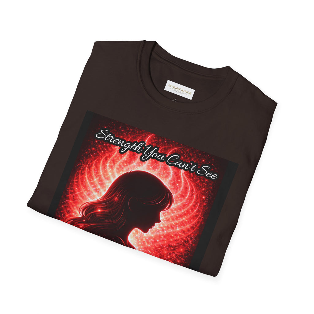OCD awareness Invisible Illness auras Awareness T-Shirt — Strength You Can't See (Red Aura Angel Wings)