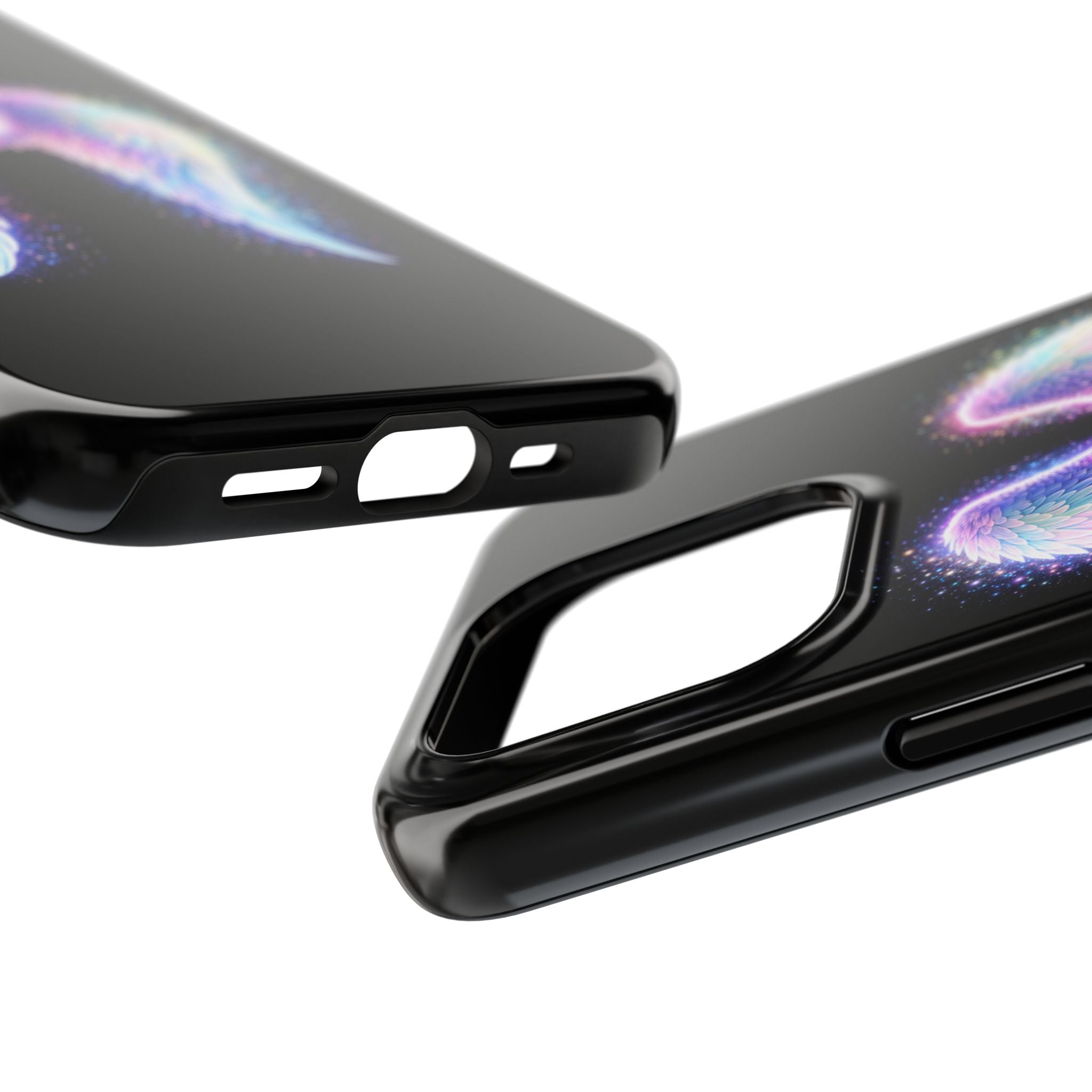 Angel Wings Tough Phone Case — Iridescent Sparkle Opal Guardian Protection