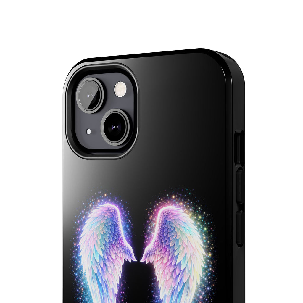 Angel Wings Tough Phone Case — Iridescent Sparkle Opal Guardian Protection
