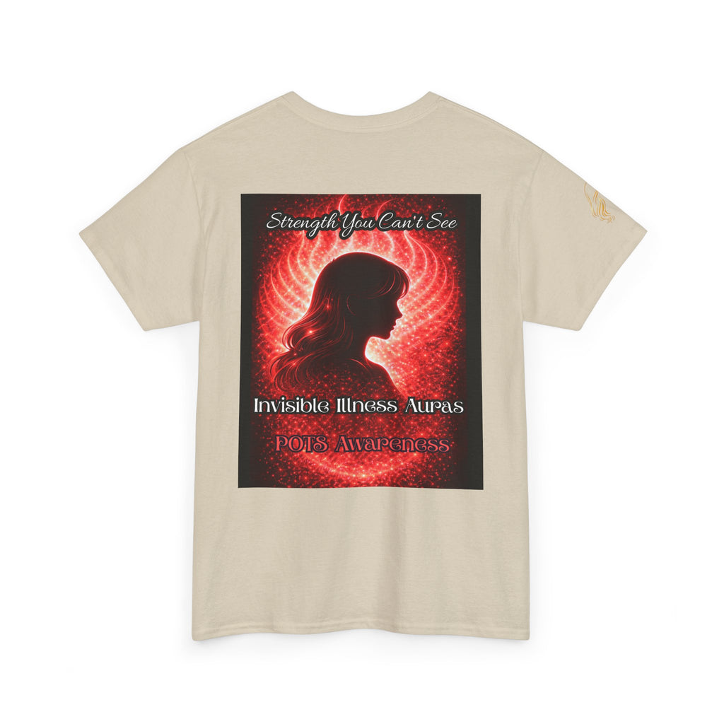 POTS AURA AWARENESS TShirt — Invisible Illness Awareness Tee ("Strength You Can’t See" Red Aura Design)