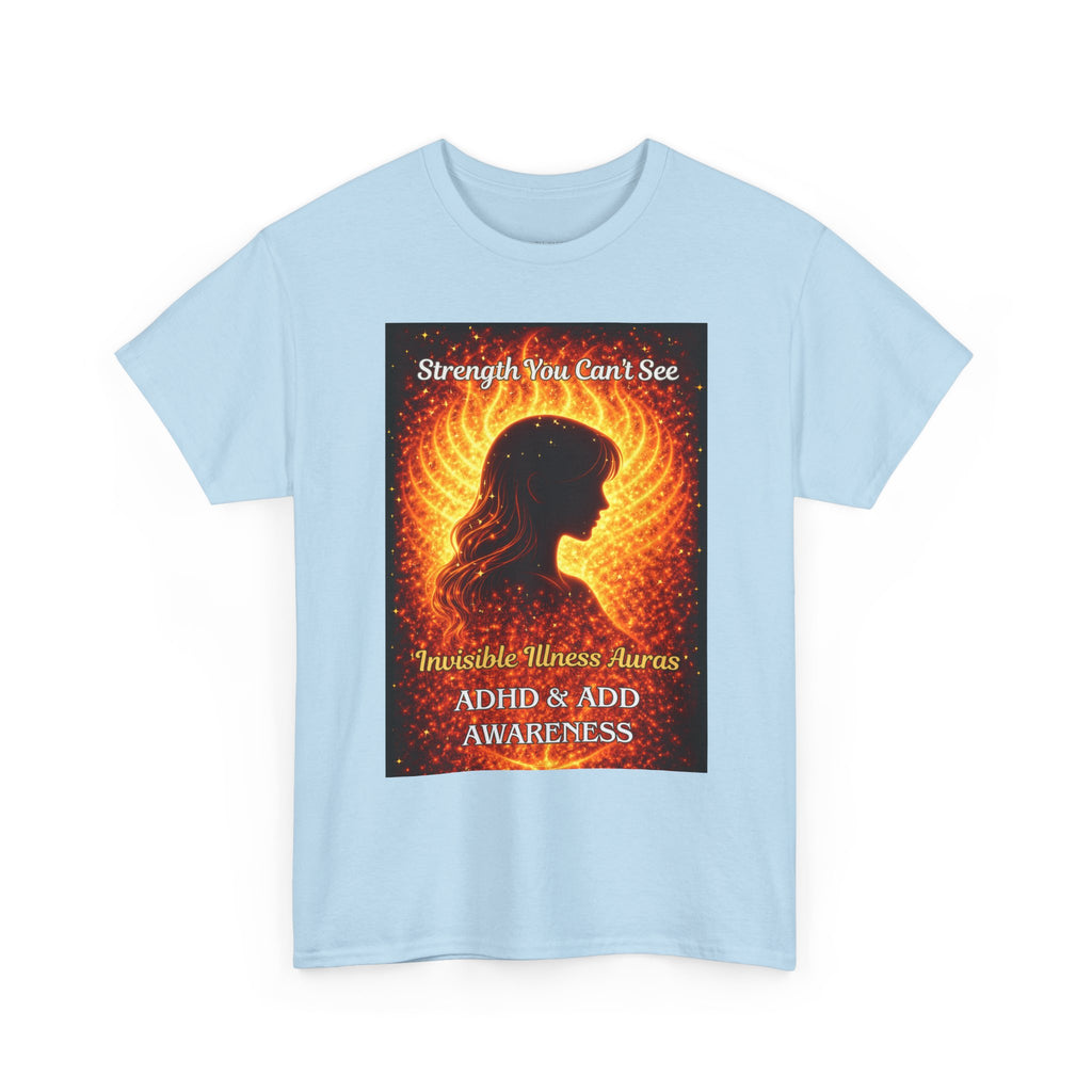 ADHD Awareness Fiery Aura Angel Wings T-Shirt — "Strength You Can't See" Inspirational Tee