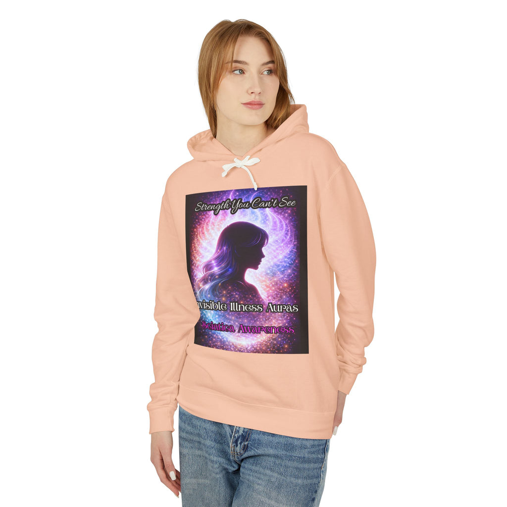 Sciatica awareness Aura Spiritual Angel Wings Hoodie — "Strength You Can't See" Inspirational Awareness Sweatshirt