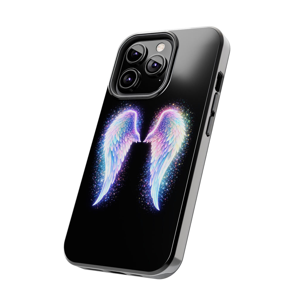 Angel Wings Tough Phone Case — Iridescent Sparkle Opal Guardian Protection