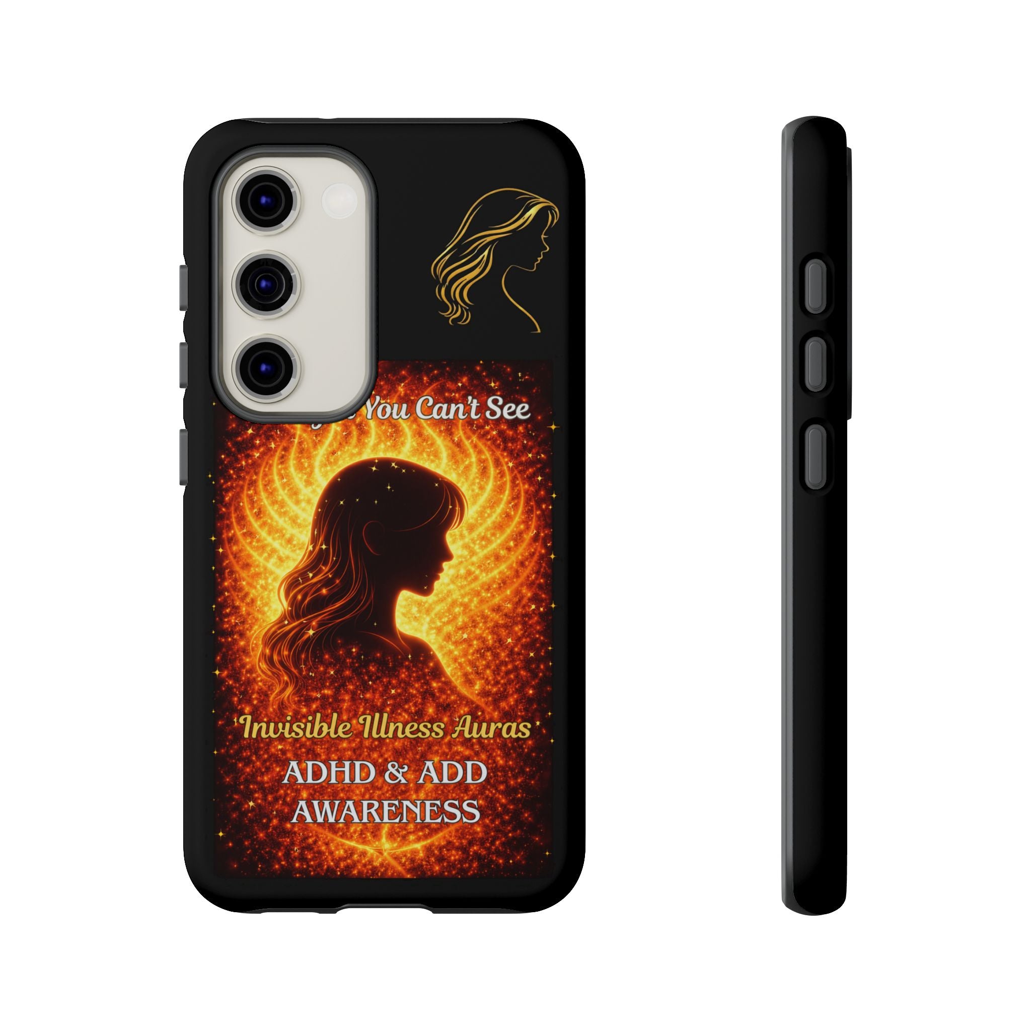 ADHD Awareness Fiery Auras Phone Case — "Strength You Can't See" Invisible Illness Auras Design