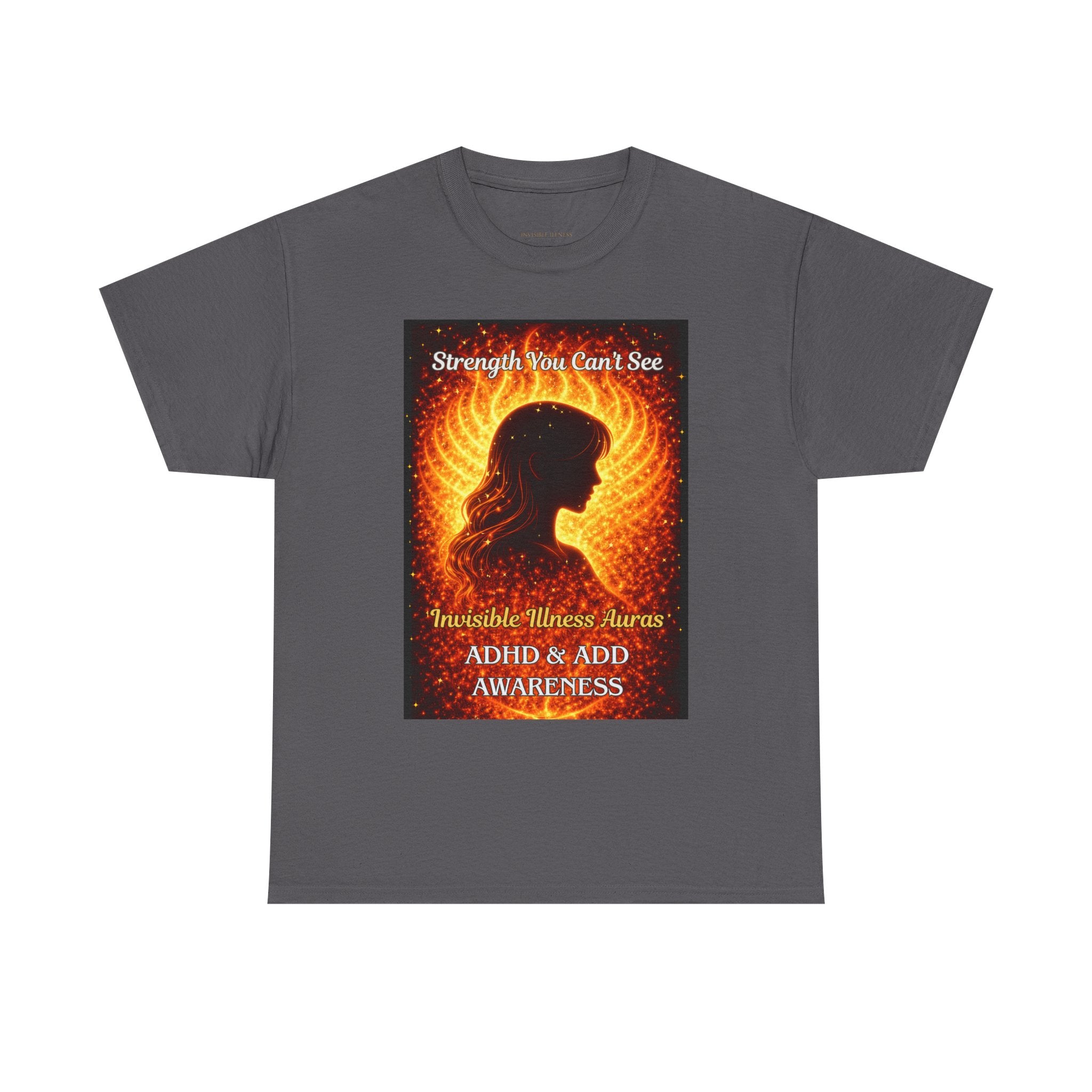 ADHD Awareness Fiery Aura Angel Wings T-Shirt — "Strength You Can't See" Inspirational Tee