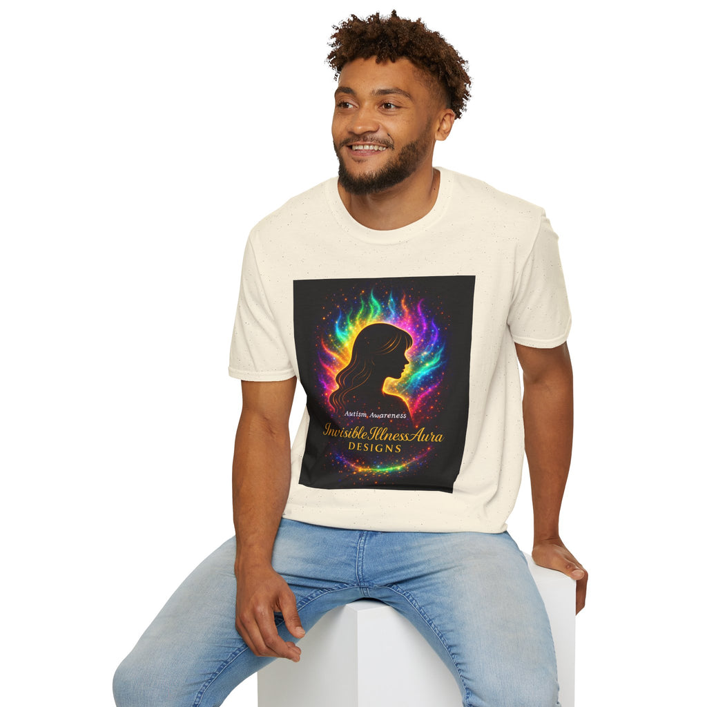 Autism Awareness Aura Silhouette T-Shirt — Rainbow Soul & Wellness Graphic Tee