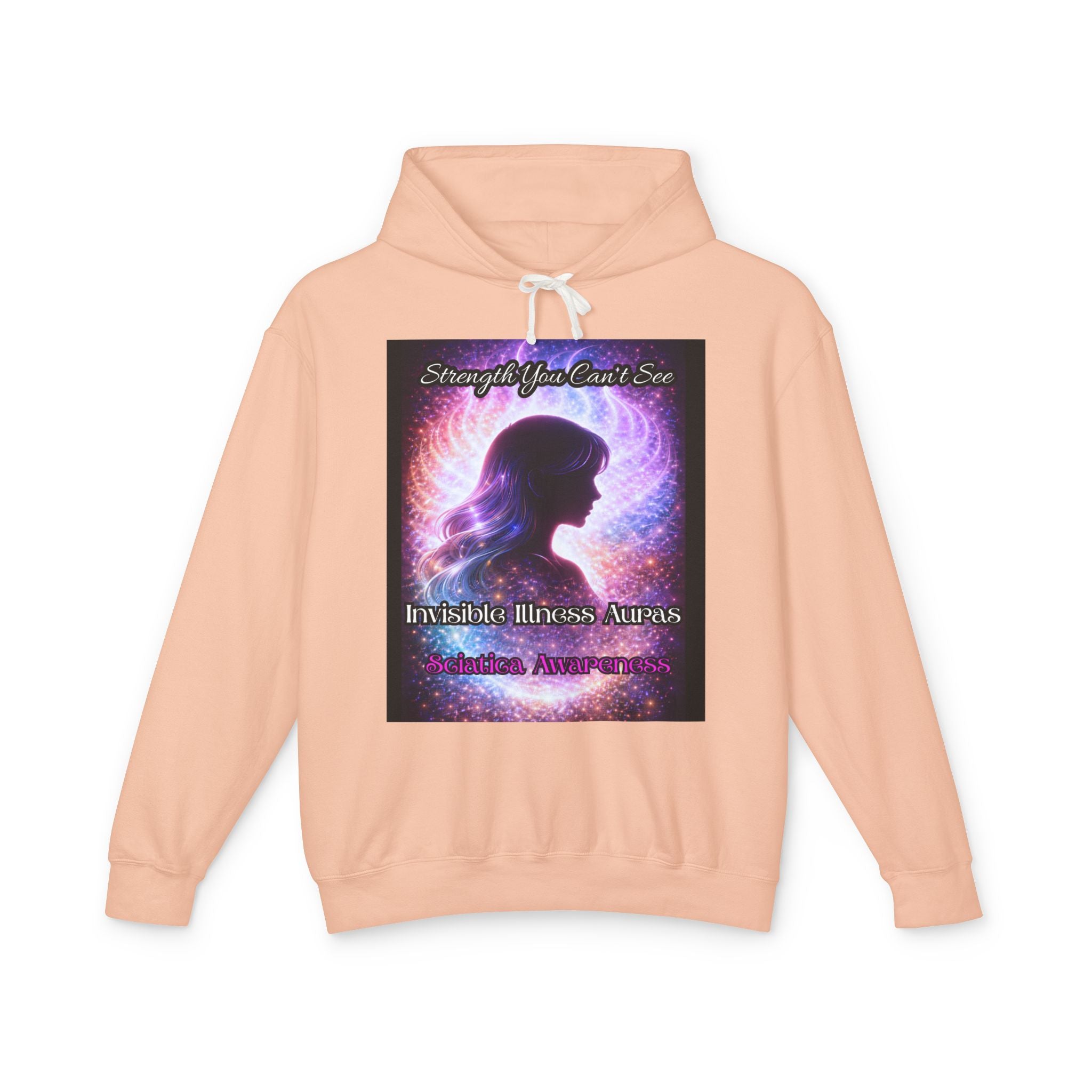 Sciatica awareness Aura Spiritual Angel Wings Hoodie — "Strength You Can't See" Inspirational Awareness Sweatshirt