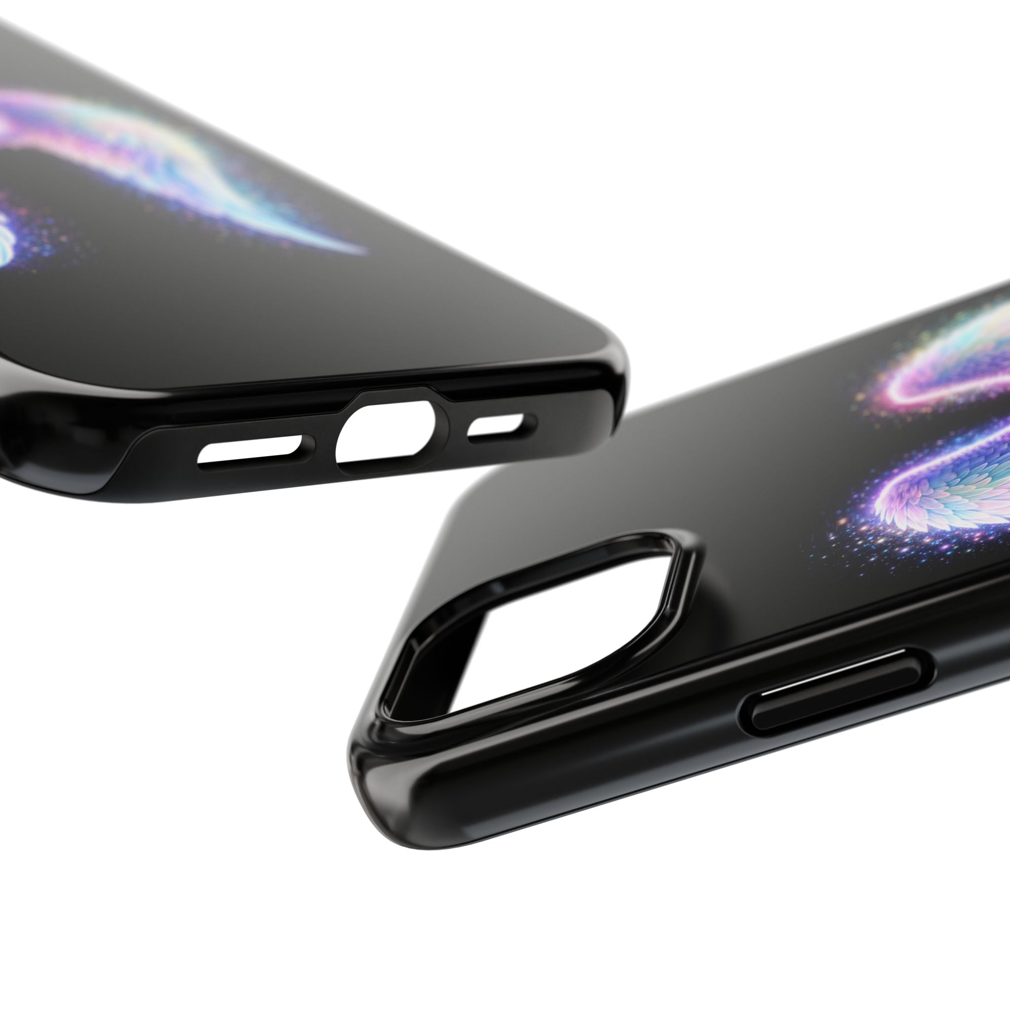 Angel Wings Tough Phone Case — Iridescent Sparkle Opal Guardian Protection