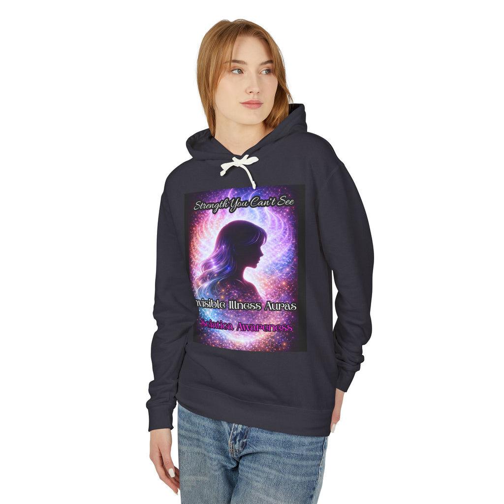 Sciatica awareness Aura Spiritual Angel Wings Hoodie — "Strength You Can't See" Inspirational Awareness Sweatshirt