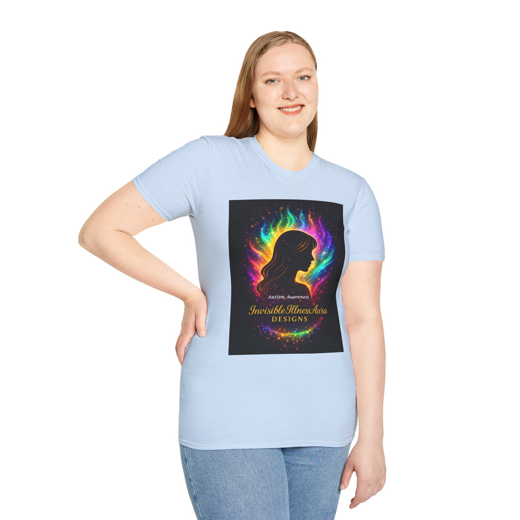 Autism Awareness Aura Silhouette T-Shirt — Rainbow Soul & Wellness Graphic Tee