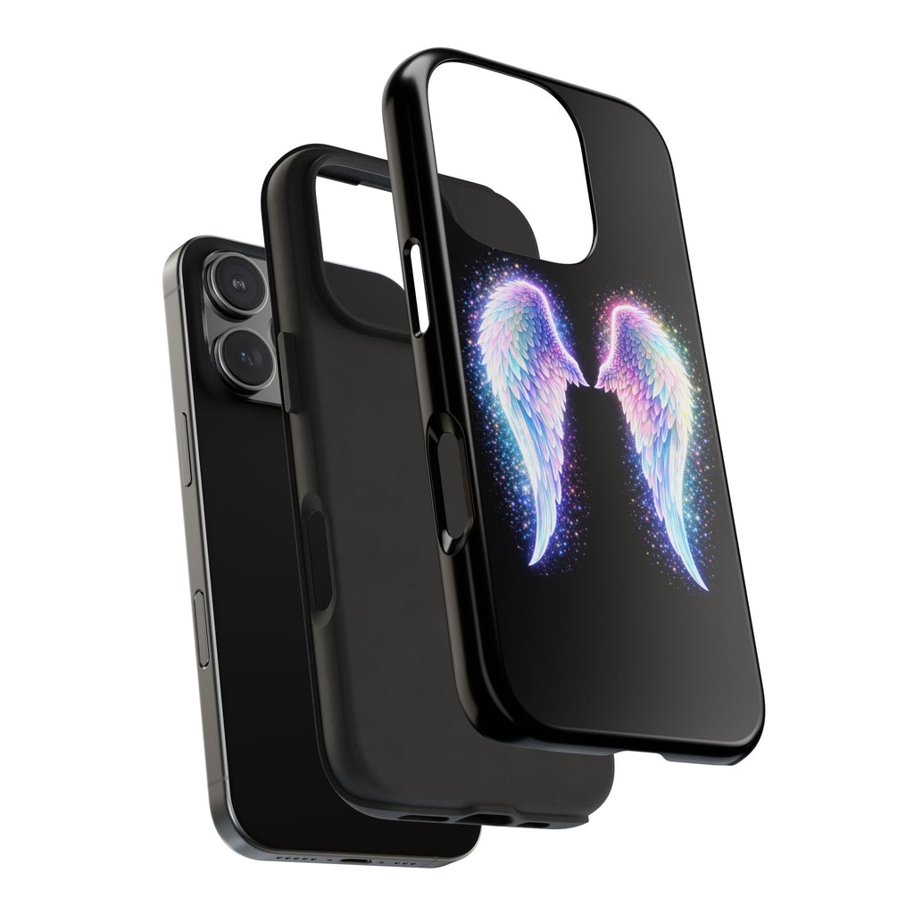 Angel Wings Tough Phone Case — Iridescent Sparkle Opal Guardian Protection