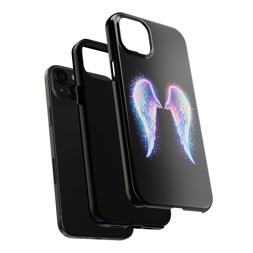 Angel Wings Tough Phone Case — Iridescent Sparkle Opal Guardian Protection