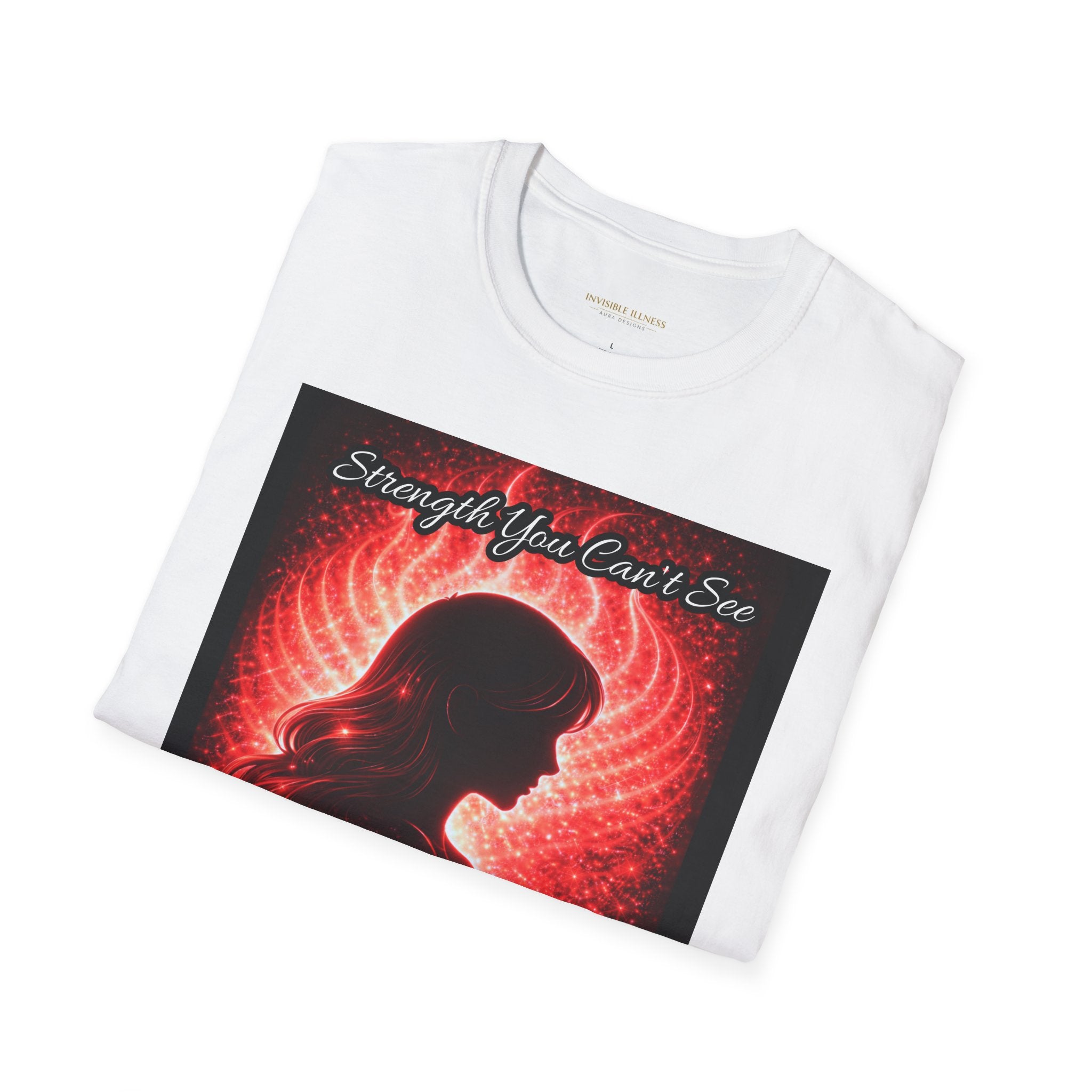 OCD awareness Invisible Illness auras Awareness T-Shirt — Strength You Can't See (Red Aura Angel Wings)