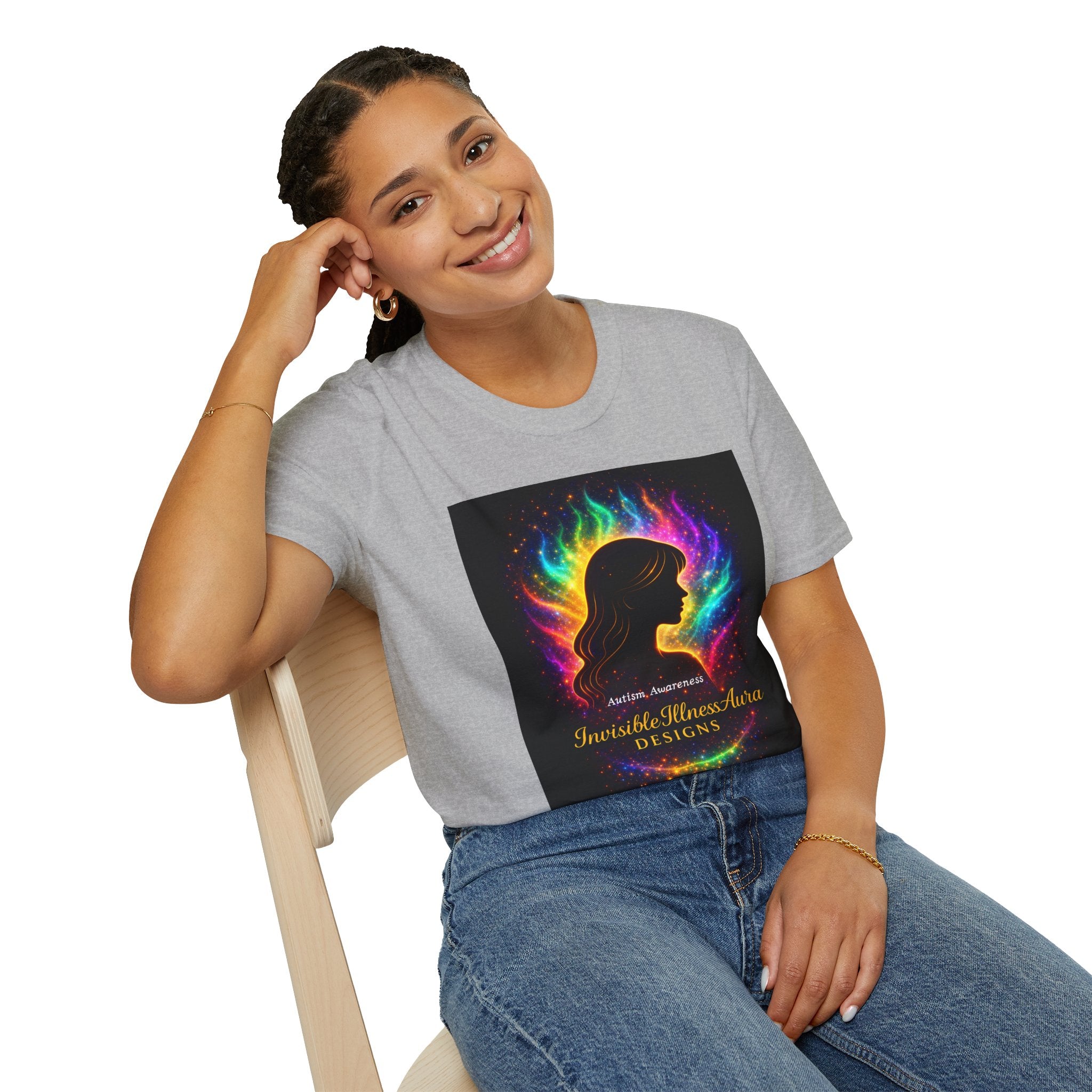 Autism Awareness Aura Silhouette T-Shirt — Rainbow Soul & Wellness Graphic Tee