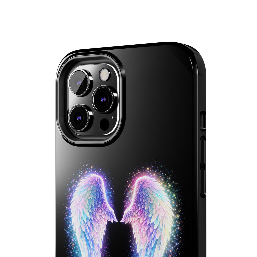 Angel Wings Tough Phone Case — Iridescent Sparkle Opal Guardian Protection
