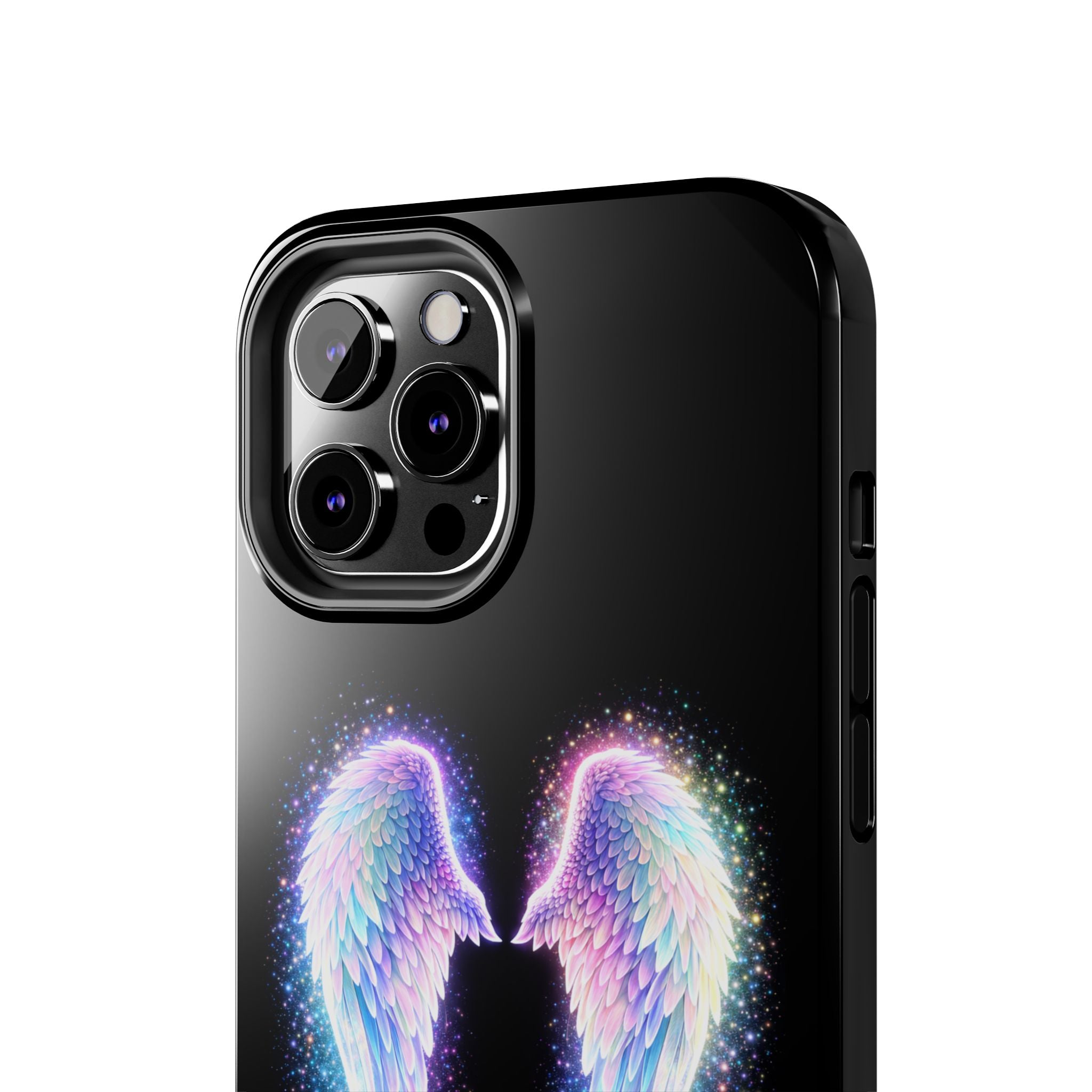 Angel Wings Tough Phone Case — Iridescent Sparkle Opal Guardian Protection