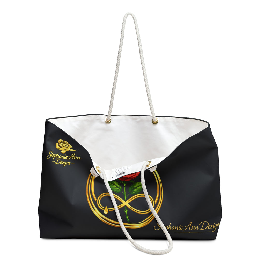 'Crowned in Strength Golden infinity Rose of life Weekender Bag — Rose & Gold Crown Travel Tote