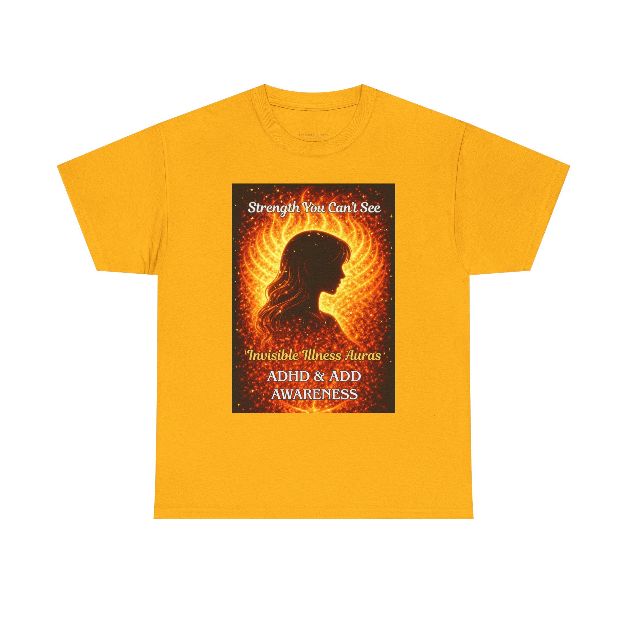 ADHD Awareness Fiery Aura Angel Wings T-Shirt — "Strength You Can't See" Inspirational Tee