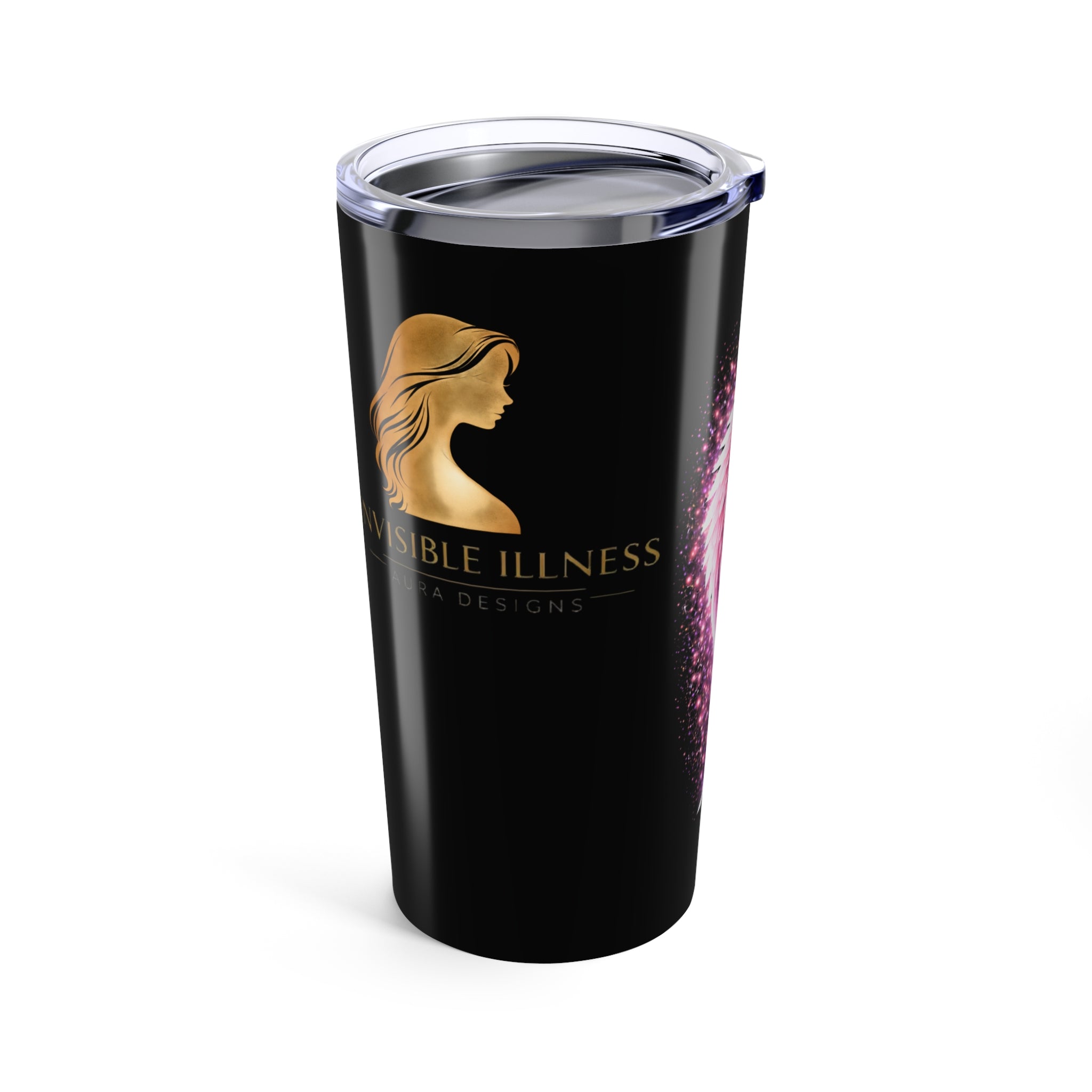 Pink Angel Wings Auras 20oz Tumbler — Inspirational 'Invisible' Design, Travel Mug for Women