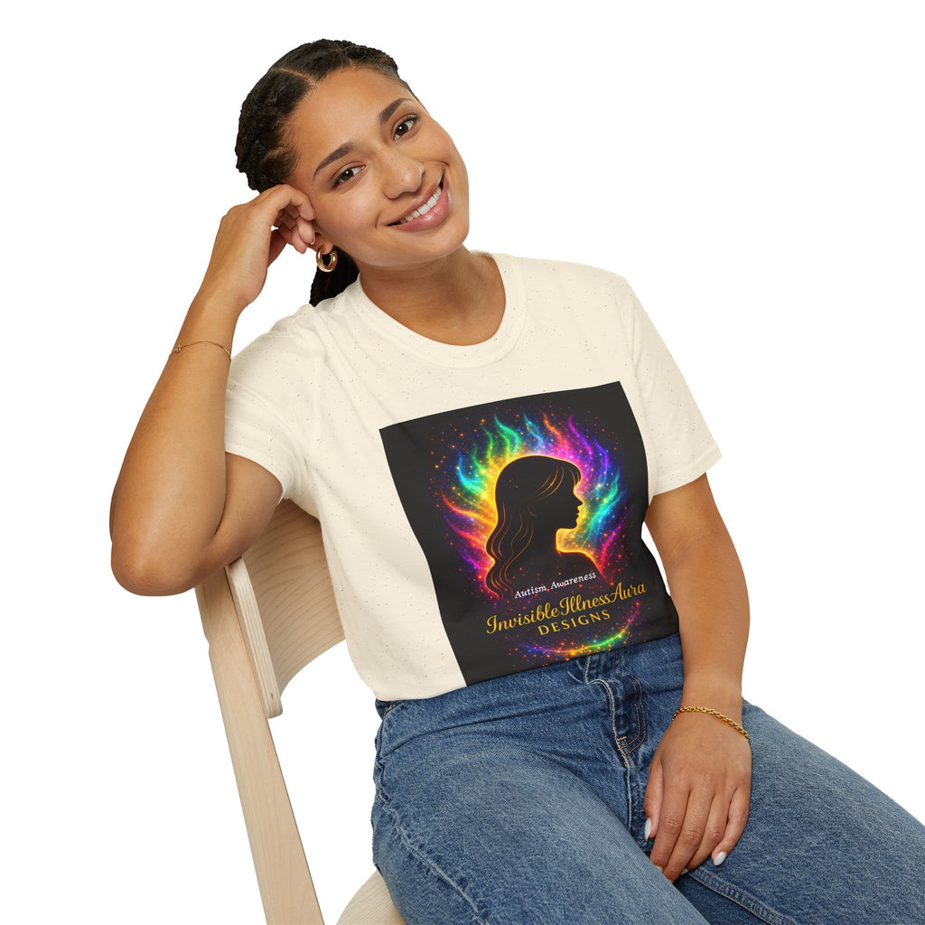 Autism Awareness Aura Silhouette T-Shirt — Rainbow Soul & Wellness Graphic Tee