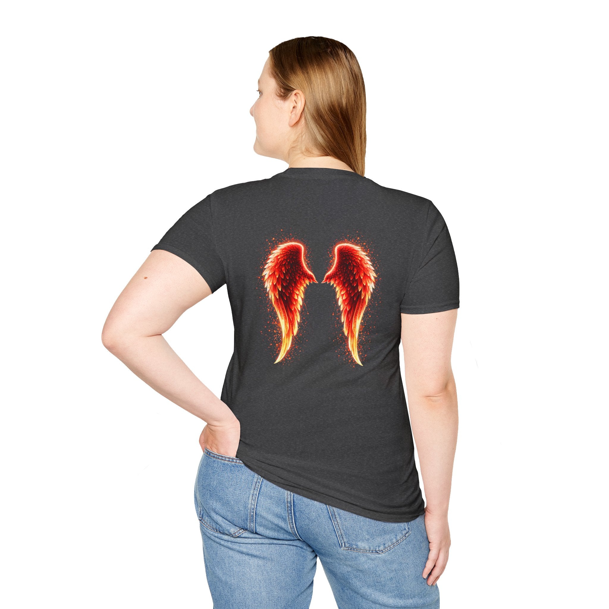 OCD awareness Invisible Illness auras Awareness T-Shirt — Strength You Can't See (Red Aura Angel Wings)