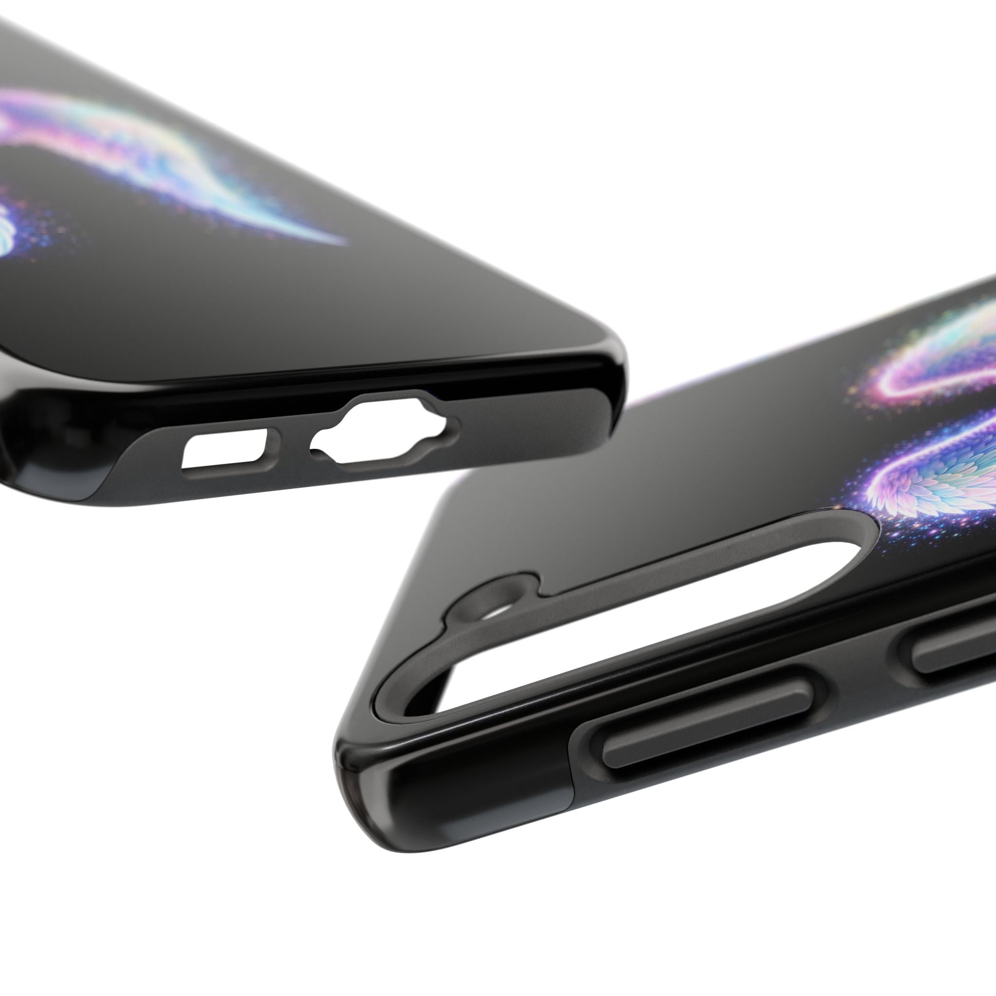 Angel Wings Tough Phone Case — Iridescent Sparkle Opal Guardian Protection