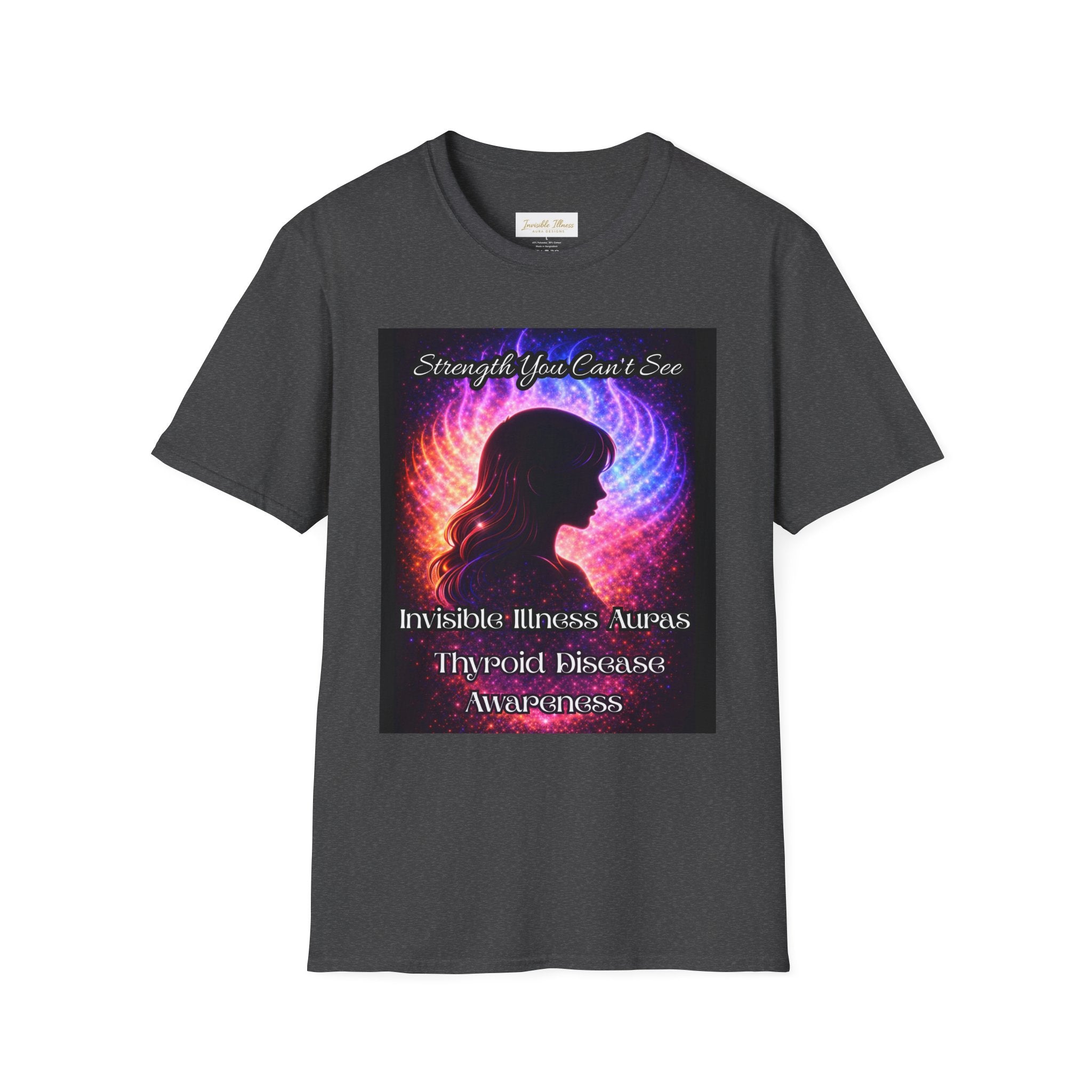 Invisible Illness Auras Thyroid disease Awareness T-Shirt — "Strength You Can't See" Hypoxic Disease Support