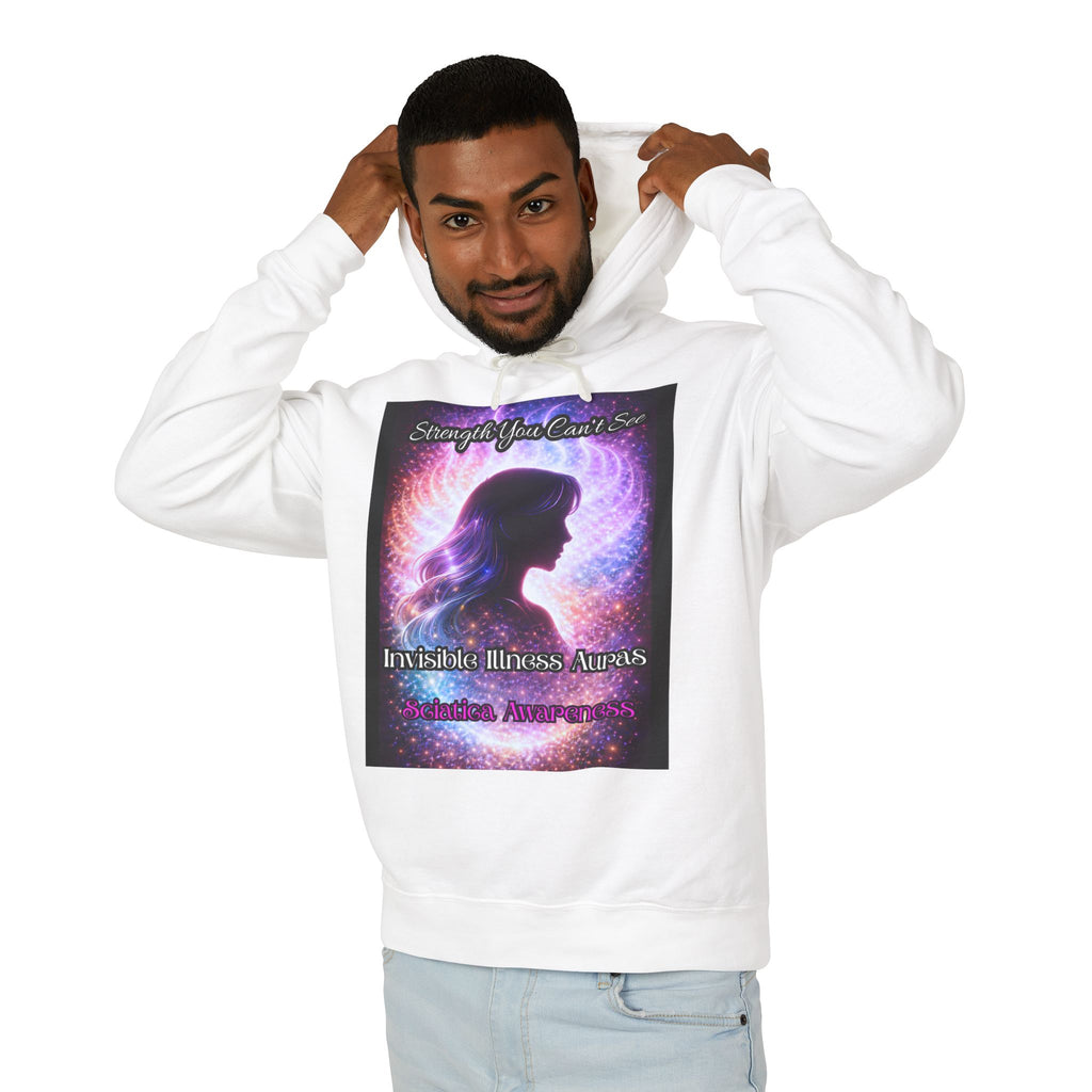 Sciatica awareness Aura Spiritual Angel Wings Hoodie — "Strength You Can't See" Inspirational Awareness Sweatshirt