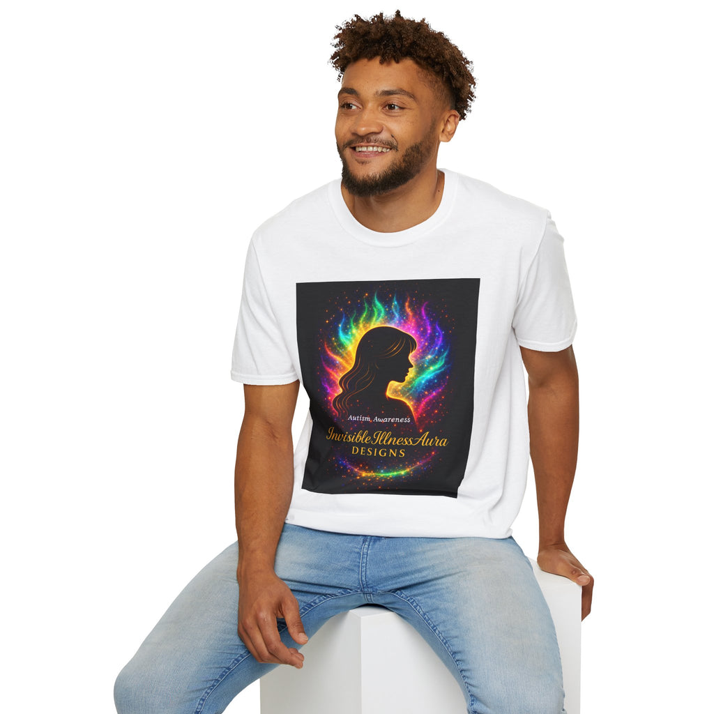 Autism Awareness Aura Silhouette T-Shirt — Rainbow Soul & Wellness Graphic Tee