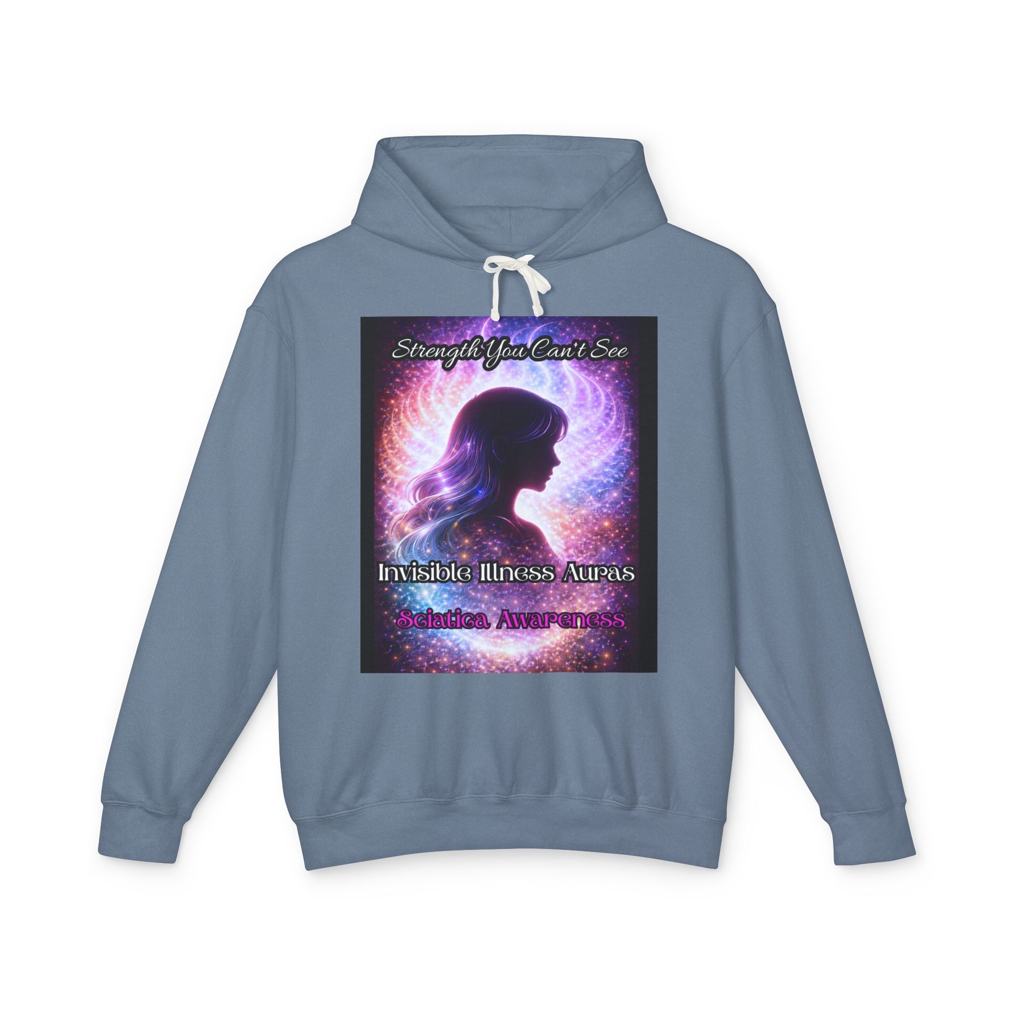 Sciatica awareness Aura Spiritual Angel Wings Hoodie — "Strength You Can't See" Inspirational Awareness Sweatshirt