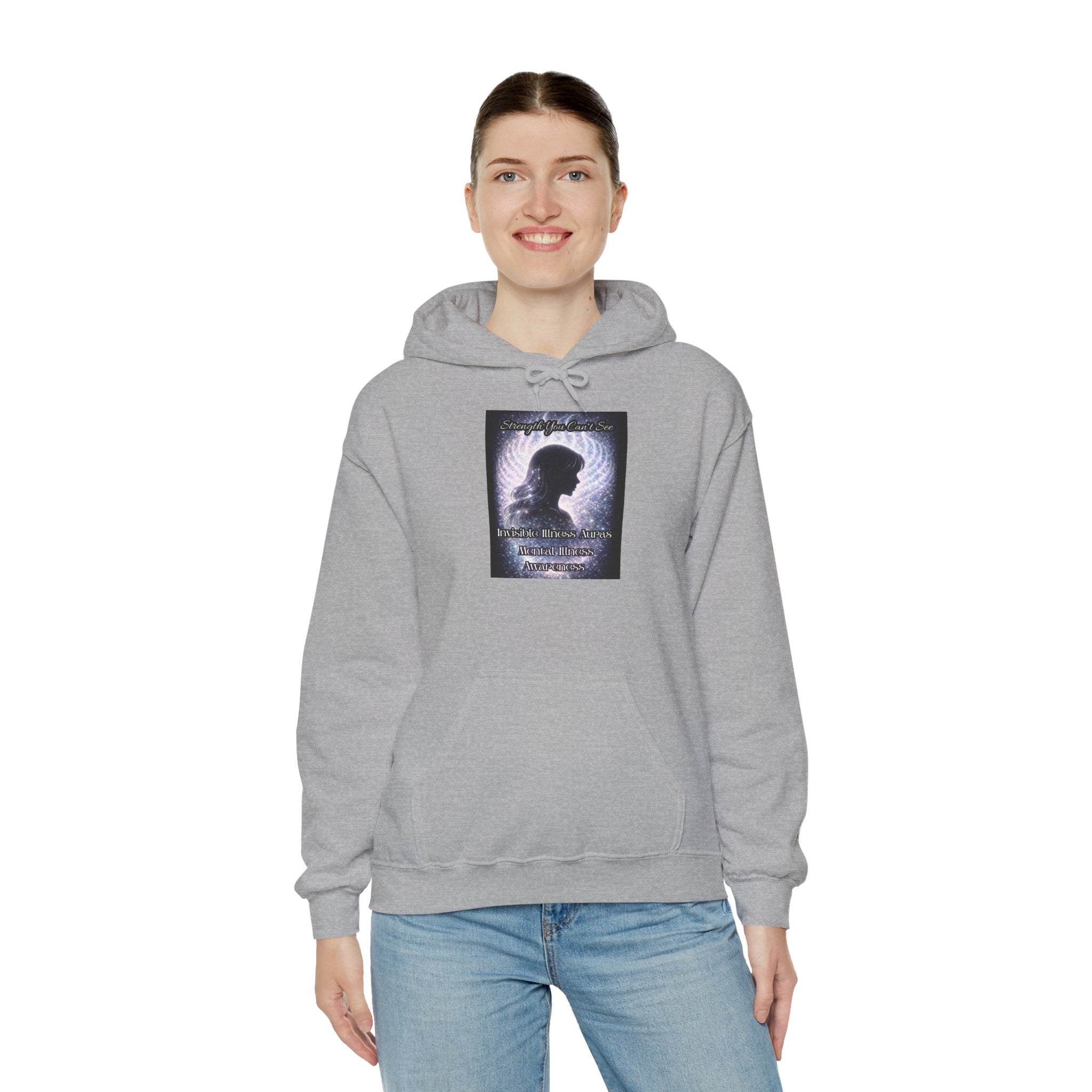 Mental illness Aura awareness silver angel wings Design hoodie -Strength you cant see Sweatshirt