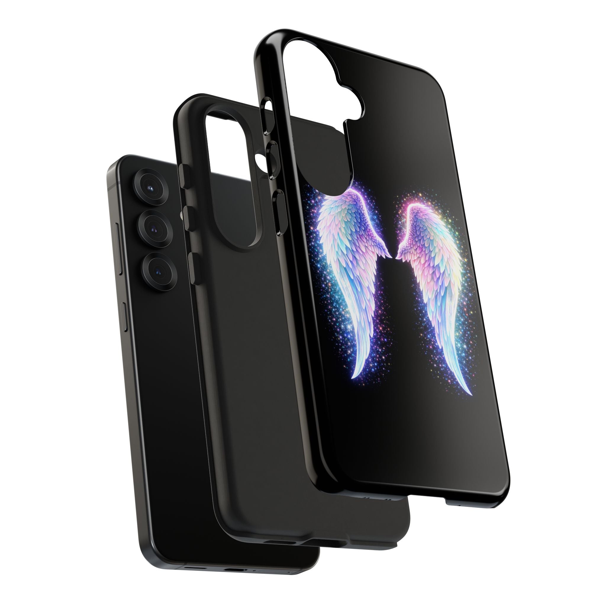 Angel Wings Tough Phone Case — Iridescent Sparkle Opal Guardian Protection