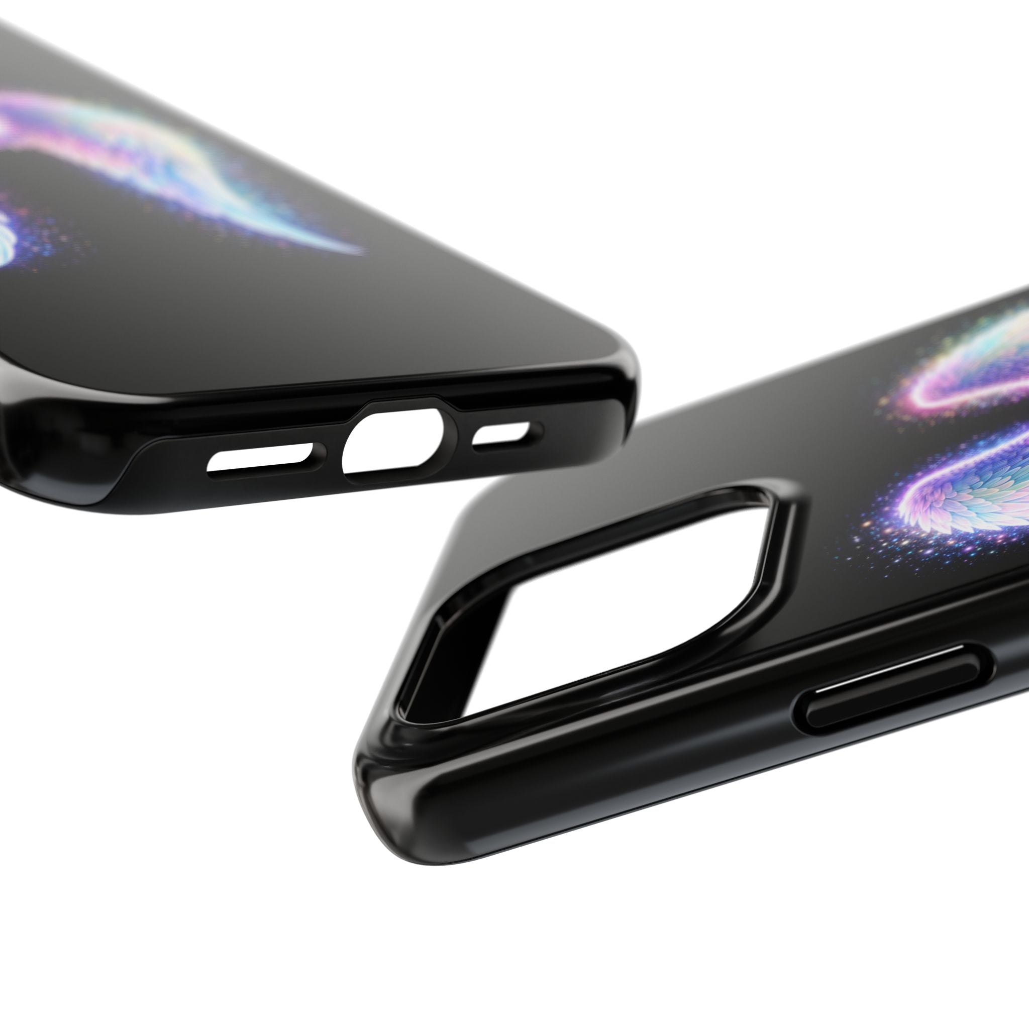 Angel Wings Tough Phone Case — Iridescent Sparkle Opal Guardian Protection