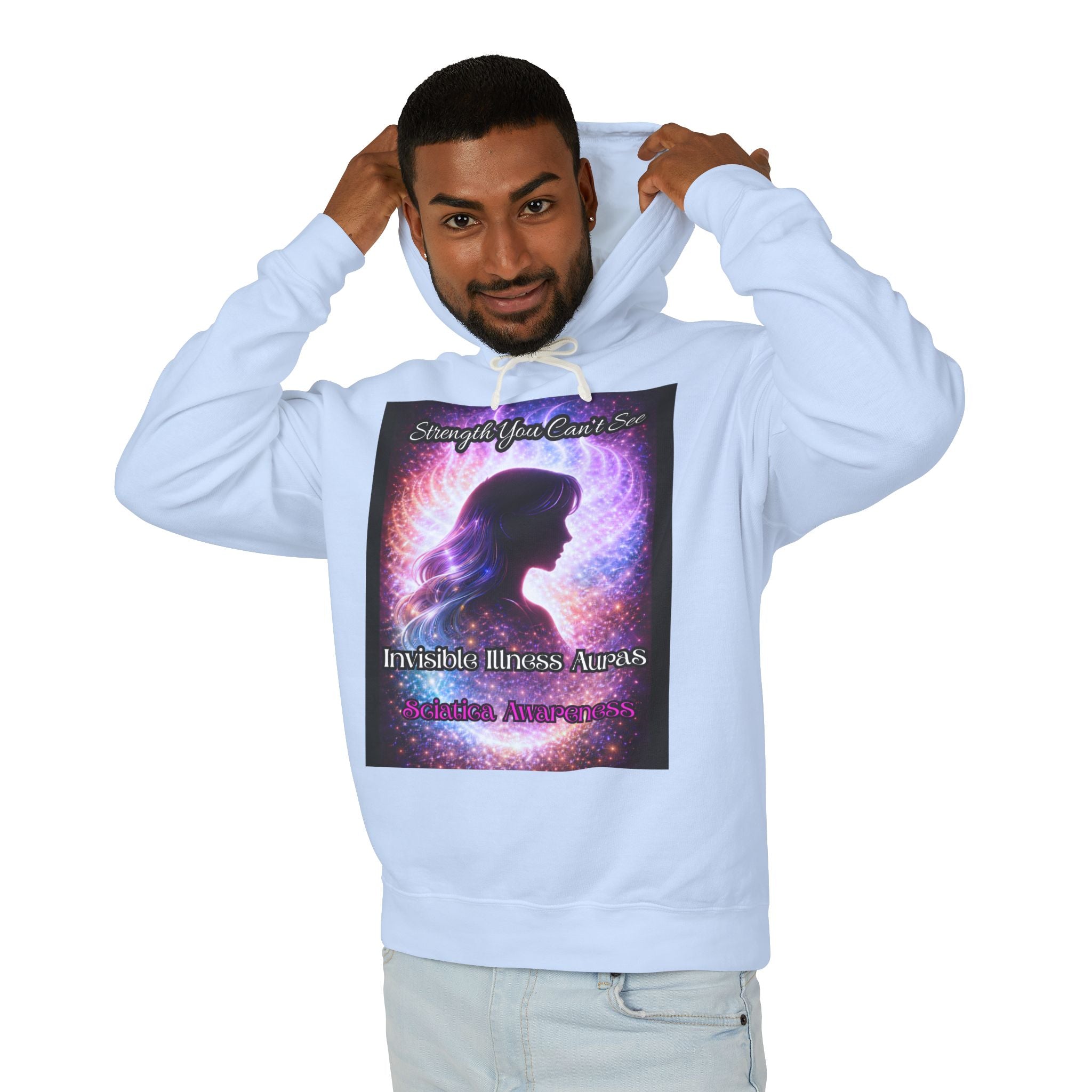 Sciatica awareness Aura Spiritual Angel Wings Hoodie — "Strength You Can't See" Inspirational Awareness Sweatshirt