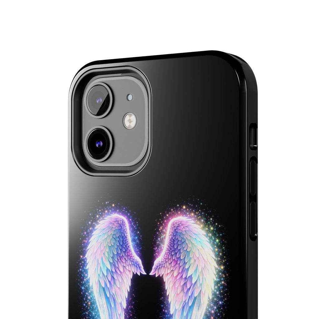 Angel Wings Tough Phone Case — Iridescent Sparkle Opal Guardian Protection