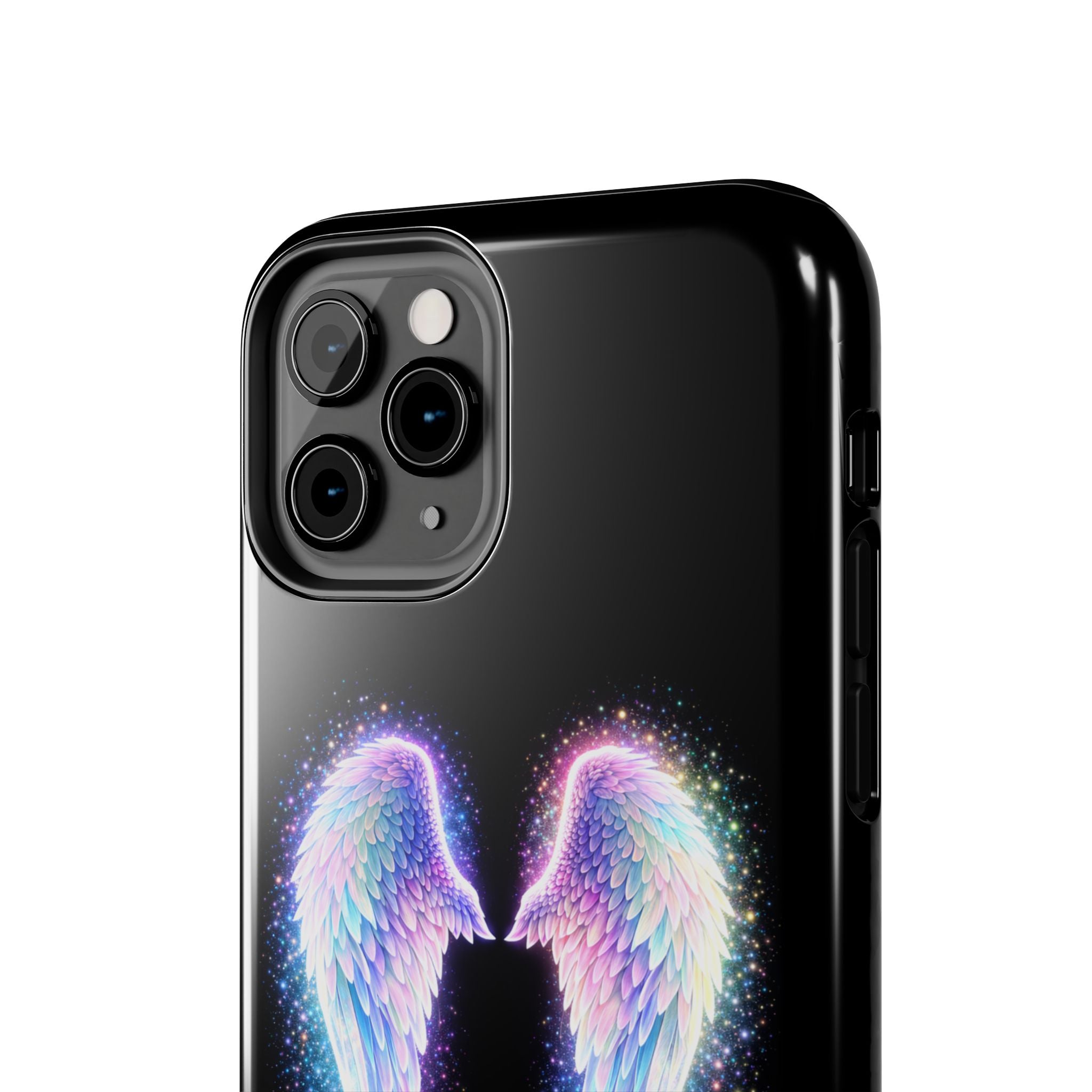 Angel Wings Tough Phone Case — Iridescent Sparkle Opal Guardian Protection