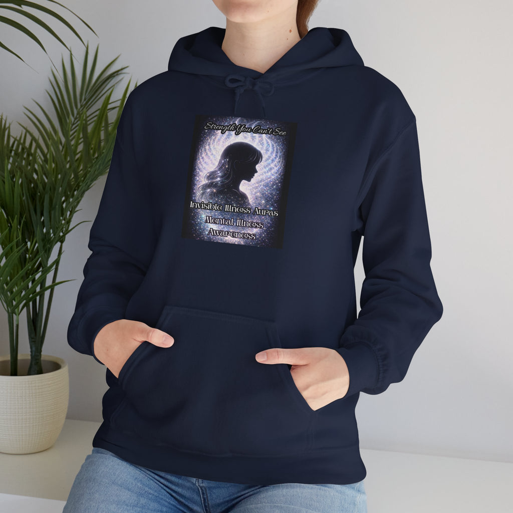 Mental illness Aura awareness silver angel wings Design hoodie -Strength you cant see Sweatshirt