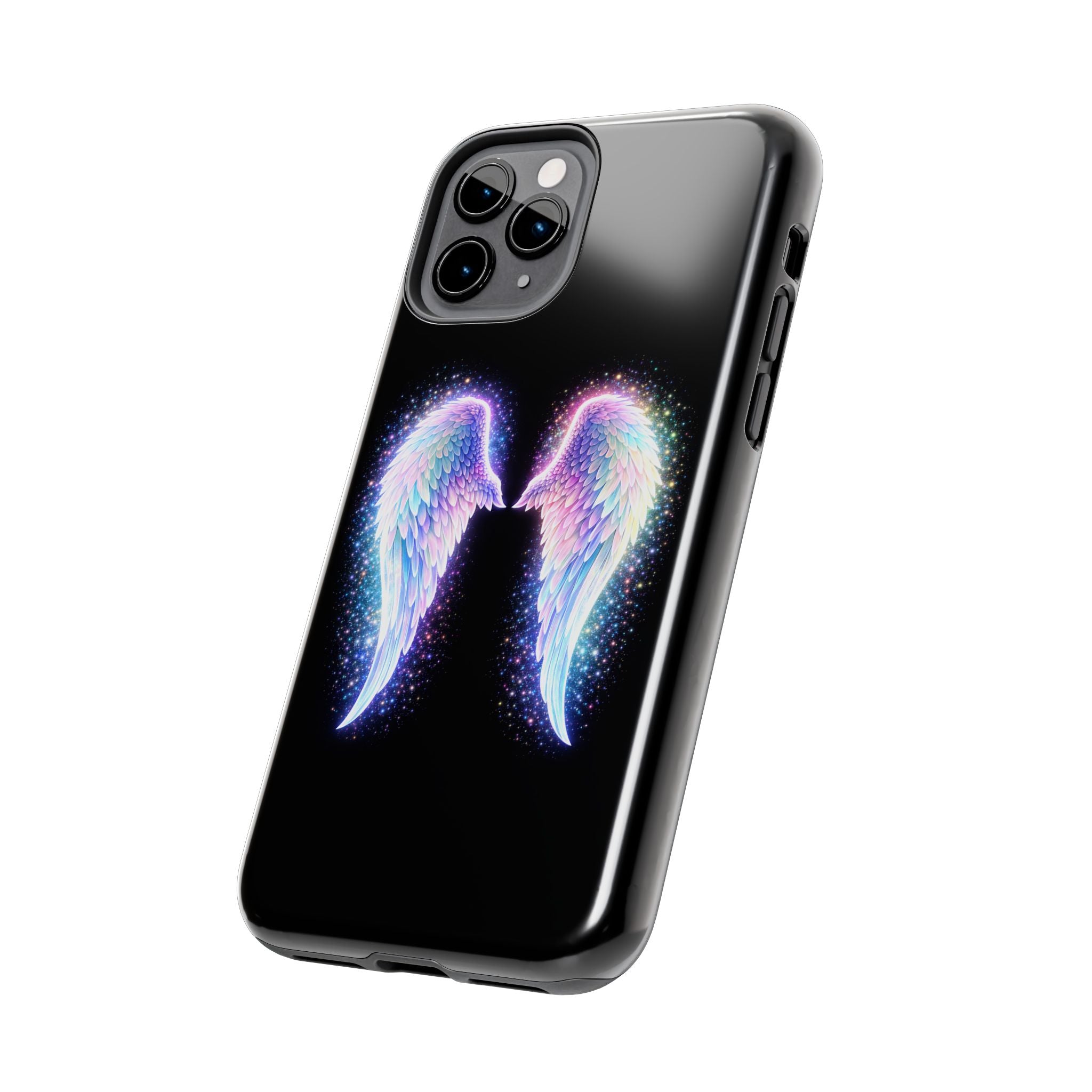 Angel Wings Tough Phone Case — Iridescent Sparkle Opal Guardian Protection