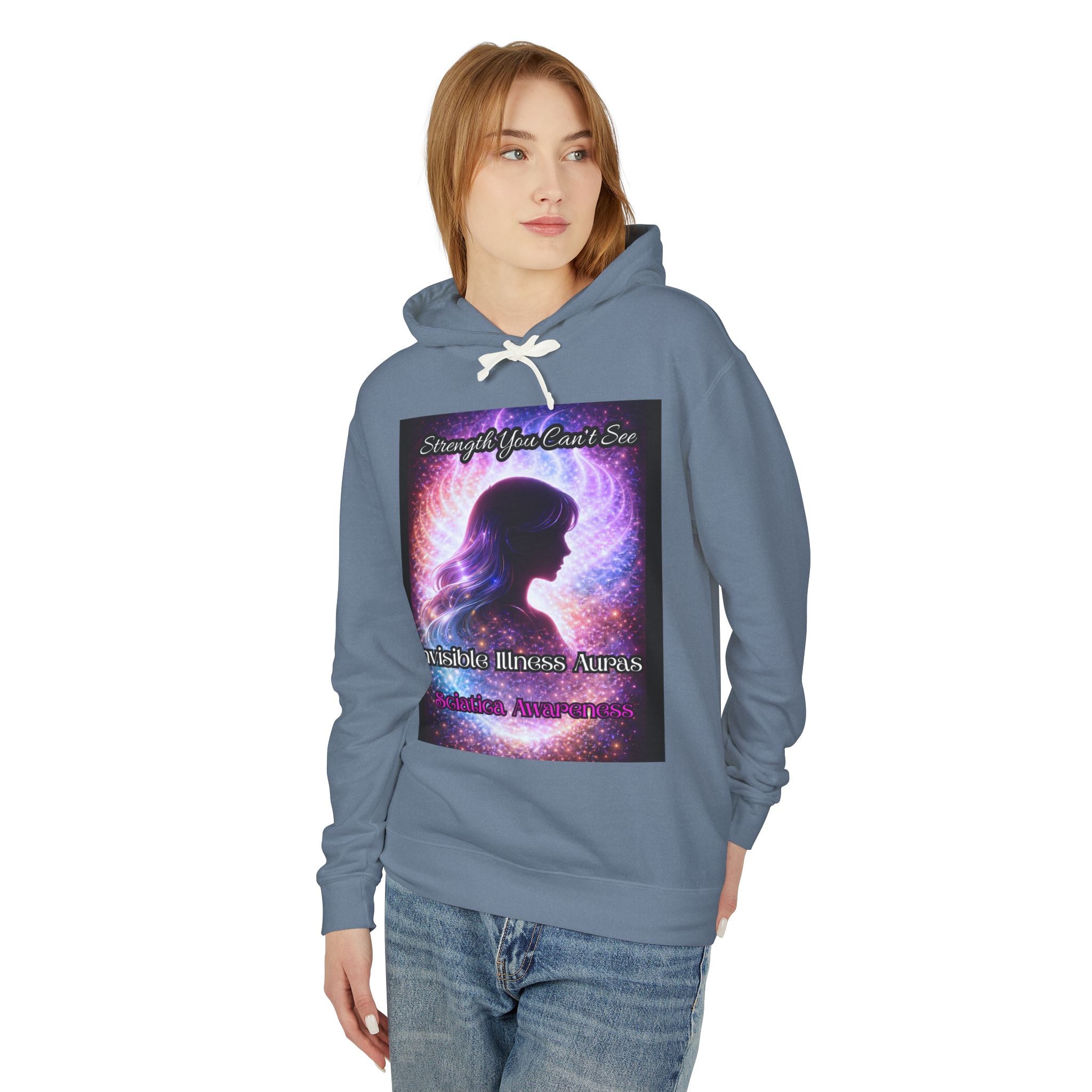 Sciatica awareness Aura Spiritual Angel Wings Hoodie — "Strength You Can't See" Inspirational Awareness Sweatshirt