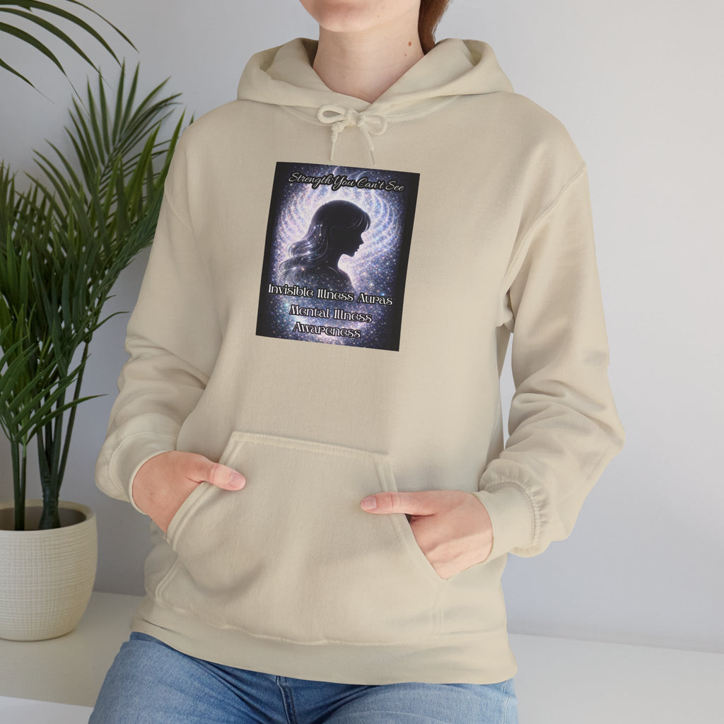 Mental illness Aura awareness silver angel wings Design hoodie -Strength you cant see Sweatshirt