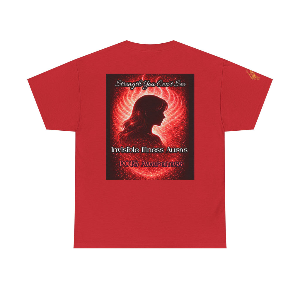 POTS AURA AWARENESS TShirt — Invisible Illness Awareness Tee ("Strength You Can’t See" Red Aura Design)
