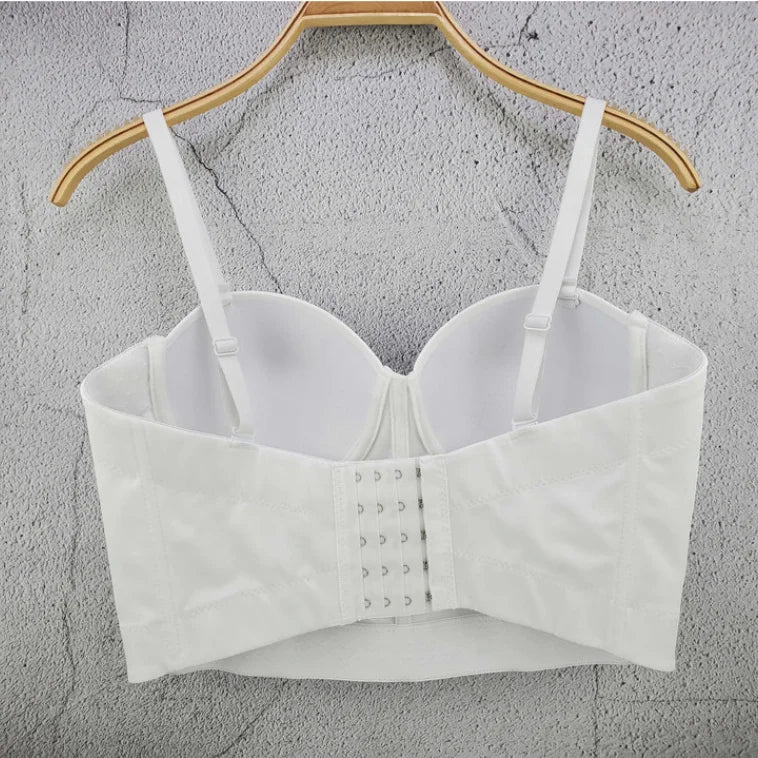 'AB Rhinestones Pearls Diamond Luxury Embroidery Glitter Bustier Corset Crop Top Nightclub Evening Club Party Camis Blousa