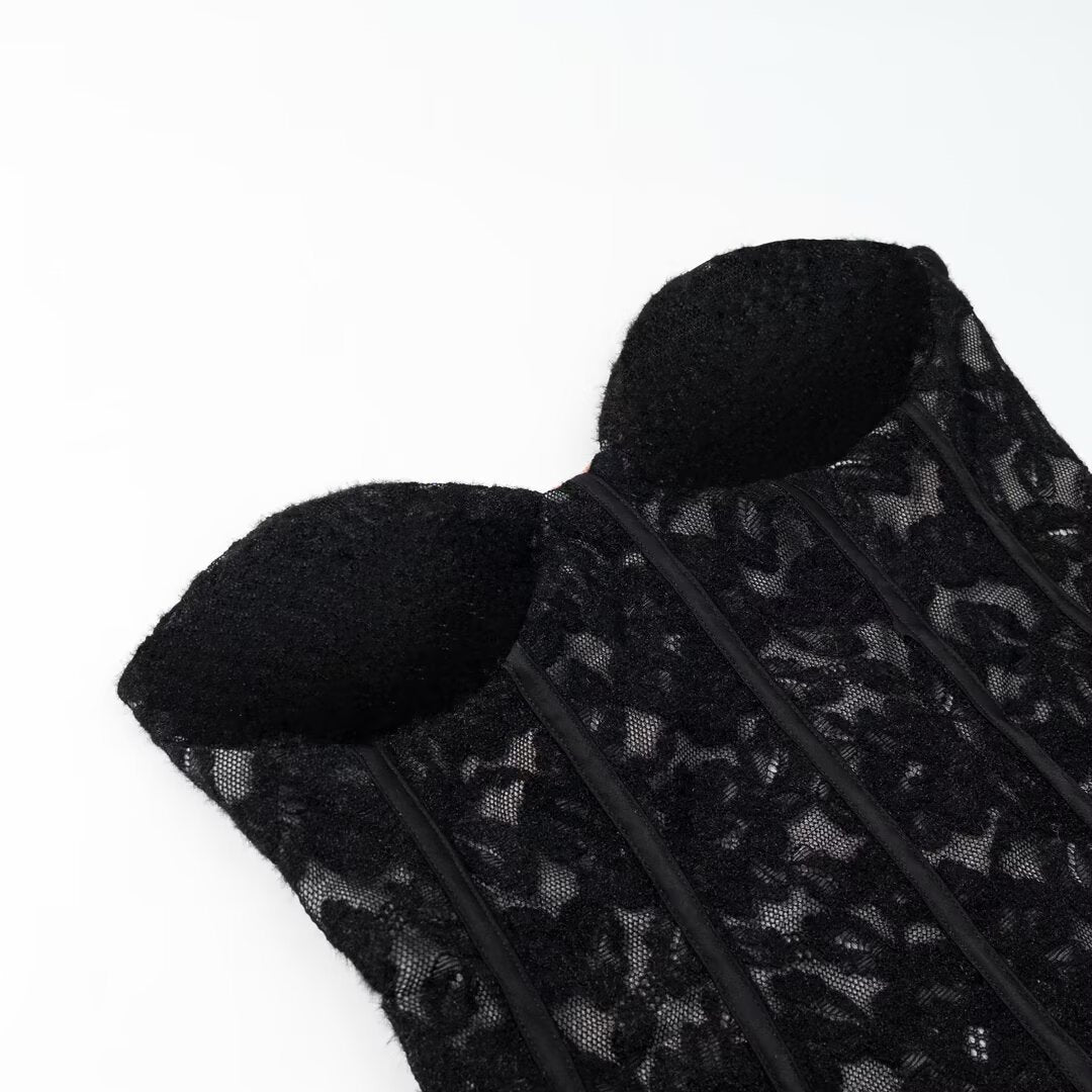 'Chic Corset Lace Western-style Velvet Lace Bustier