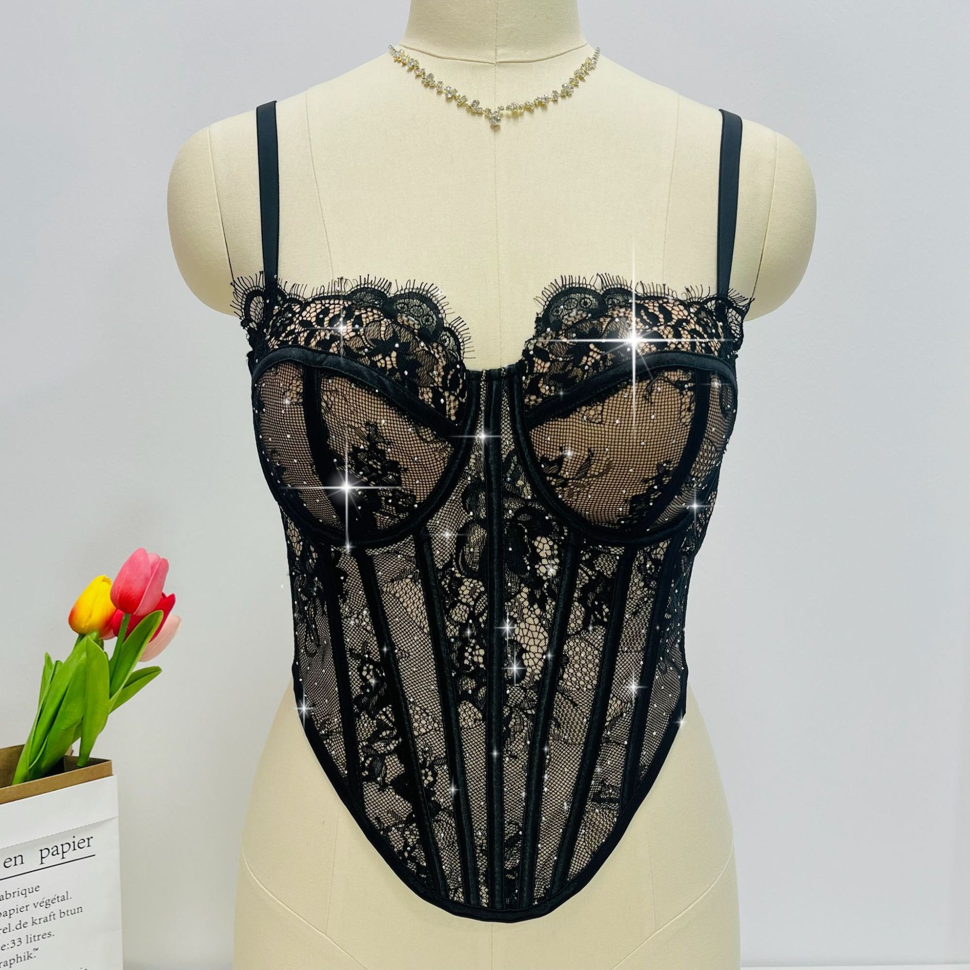'Bling Cute Sexy lace Solid Color Minimalism Shaping And Lifting Corset